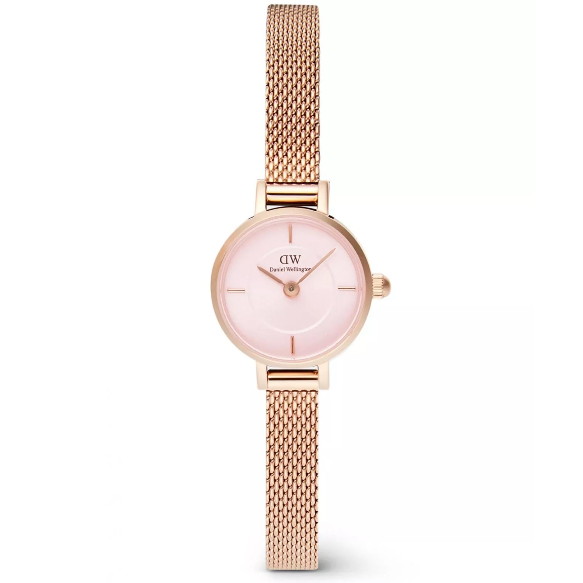 Daniel Wellington Petite Mini Melrose Pink Dial Stainless Steel Strap Women’s Watch DW00100743