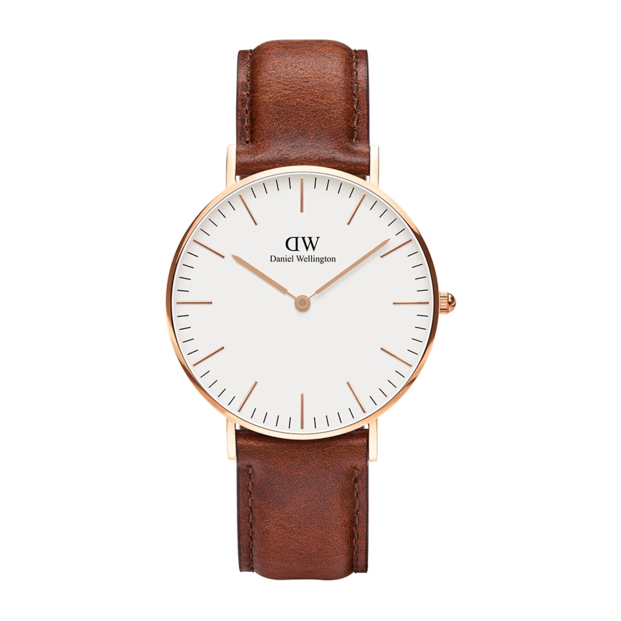 Daniel Wellington Classic St Mawes Rose Gold White Dial Leather Strap Unisex Watch DW00100035