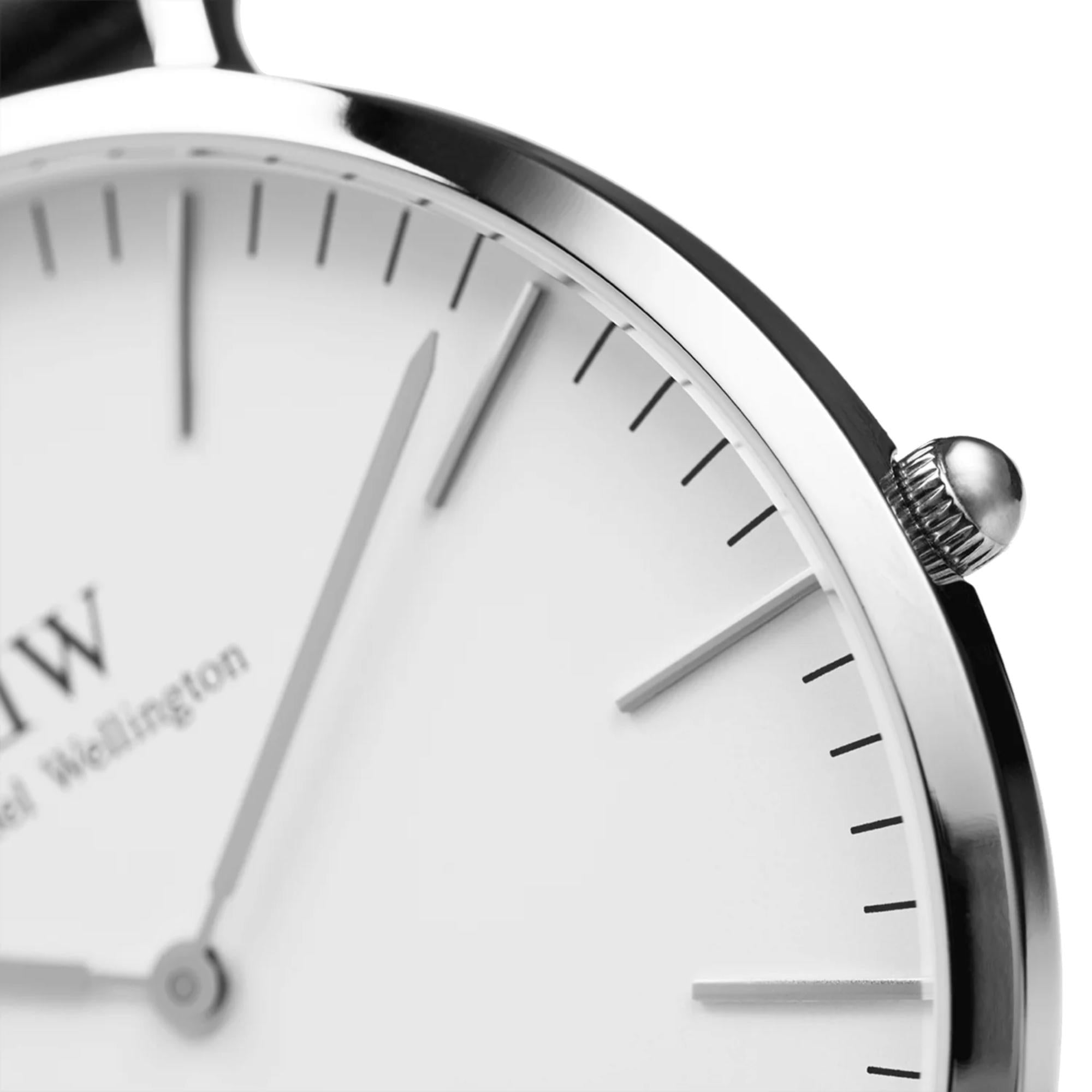Daniel Wellington Classic Sheffield Silver White Dial Leather Strap Unisex Watch DW00100053