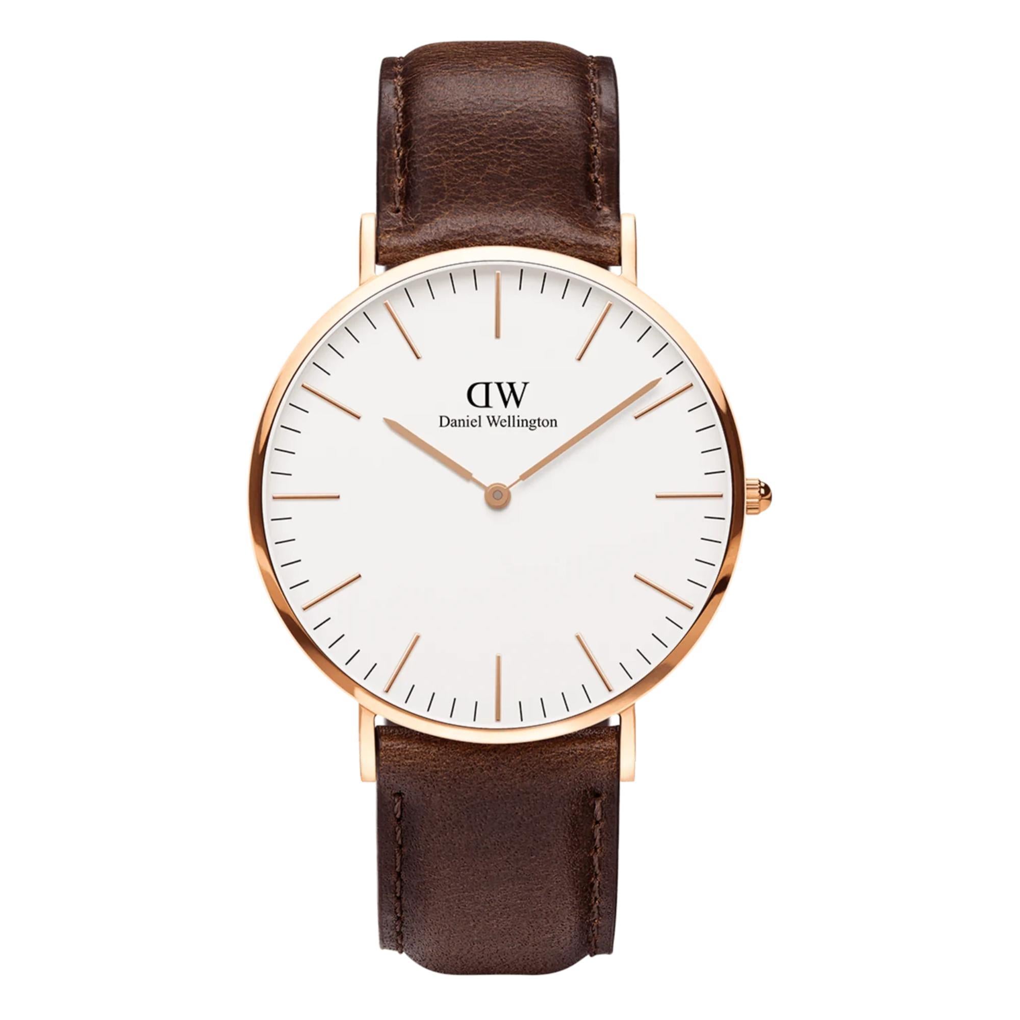 Daniel Wellington Classic Bristol White Dial Leather Strap Men’s Watch DW00100009