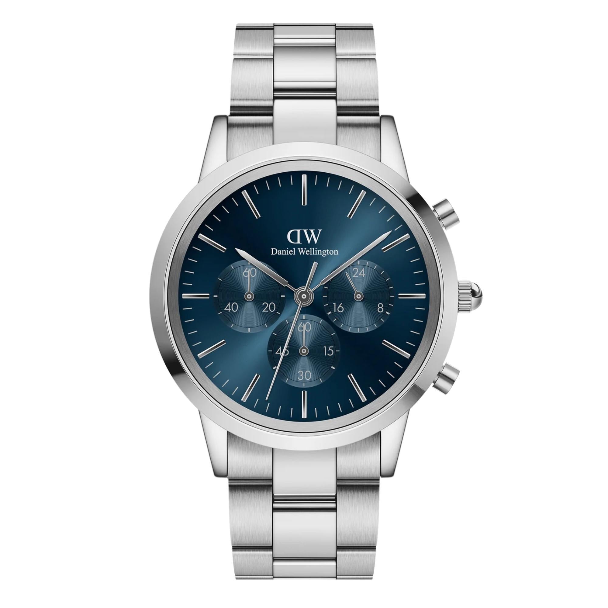 Daniel Wellington Iconic Chronograph Blue Dial Stainless Steel Strap Men’s Watch DW00100644