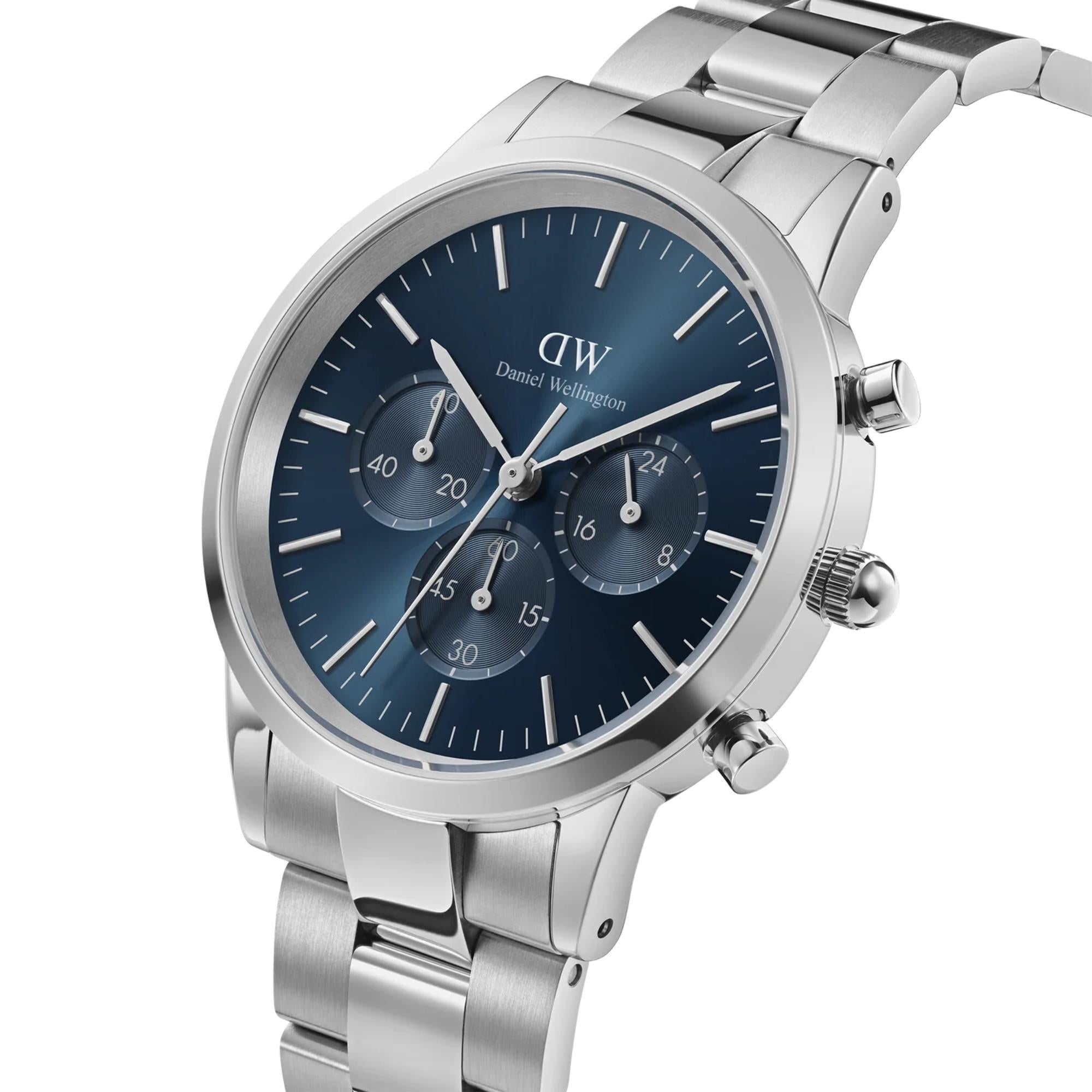 Daniel Wellington Iconic Chronograph Blue Dial Stainless Steel Strap Men’s Watch DW00100644