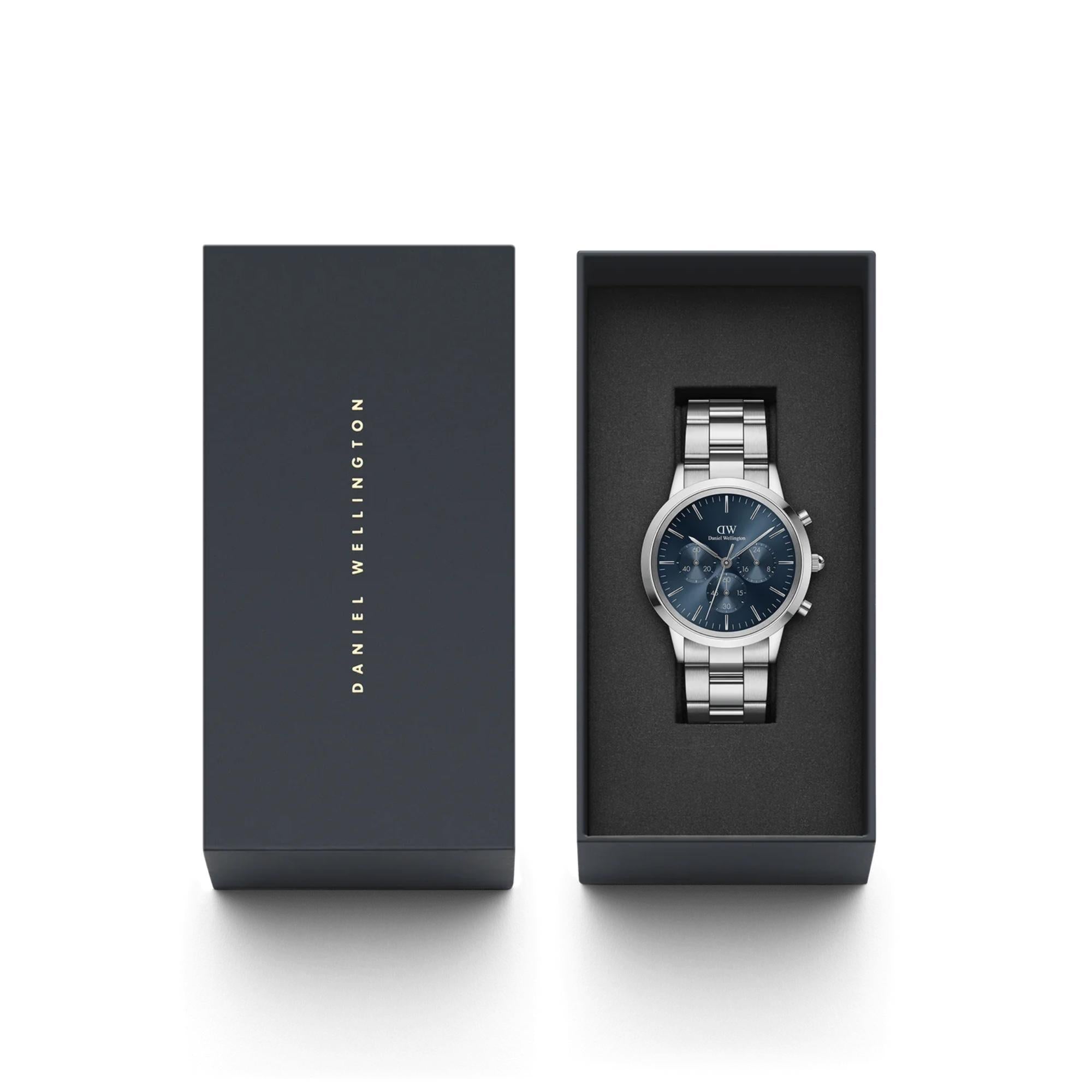 Daniel Wellington Iconic Chronograph Blue Dial Stainless Steel Strap Men’s Watch DW00100644