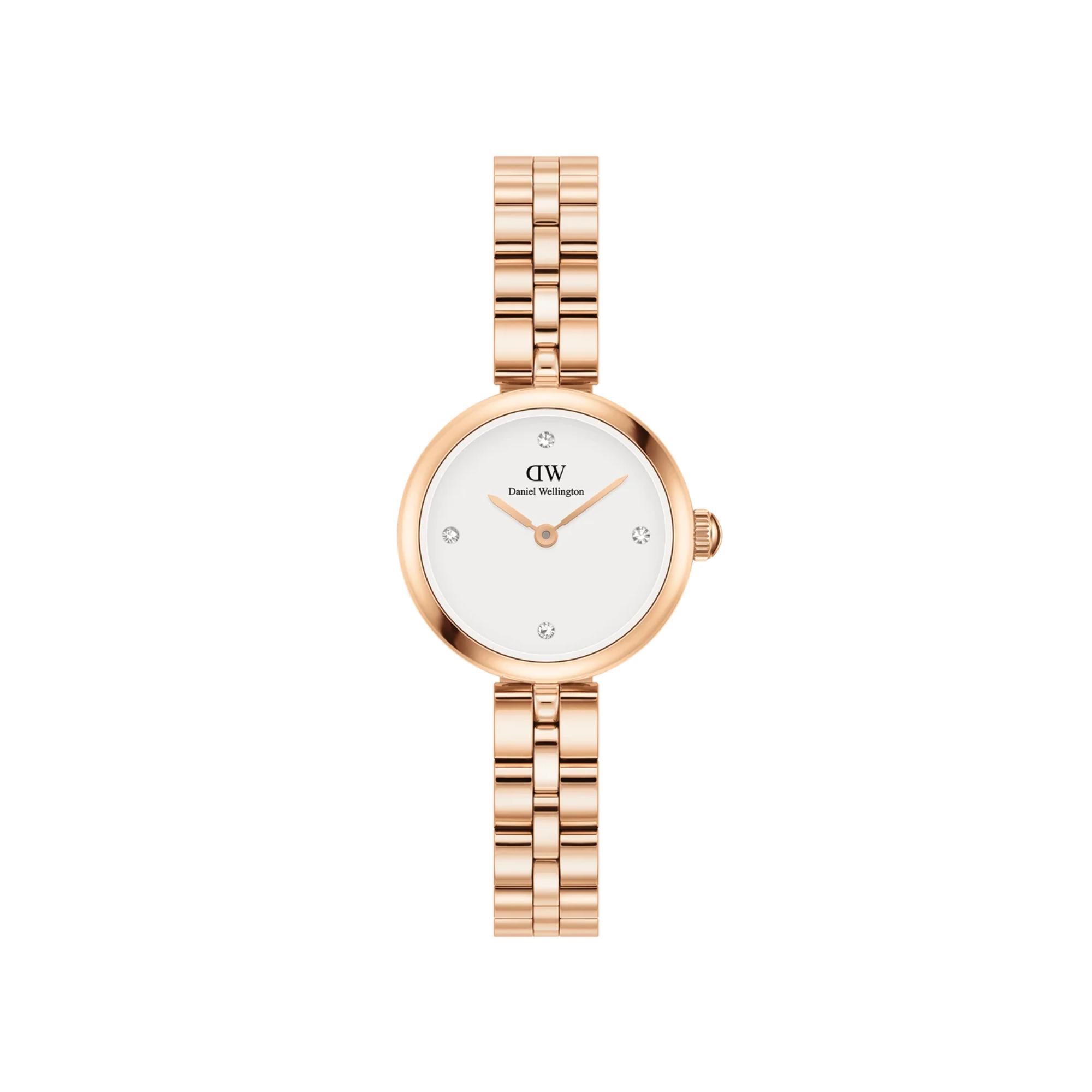 Daniel Wellington Elan Lumine Jewelry Rose Gold White Dial Stainless Steel Strap Women's Watch DW00100717