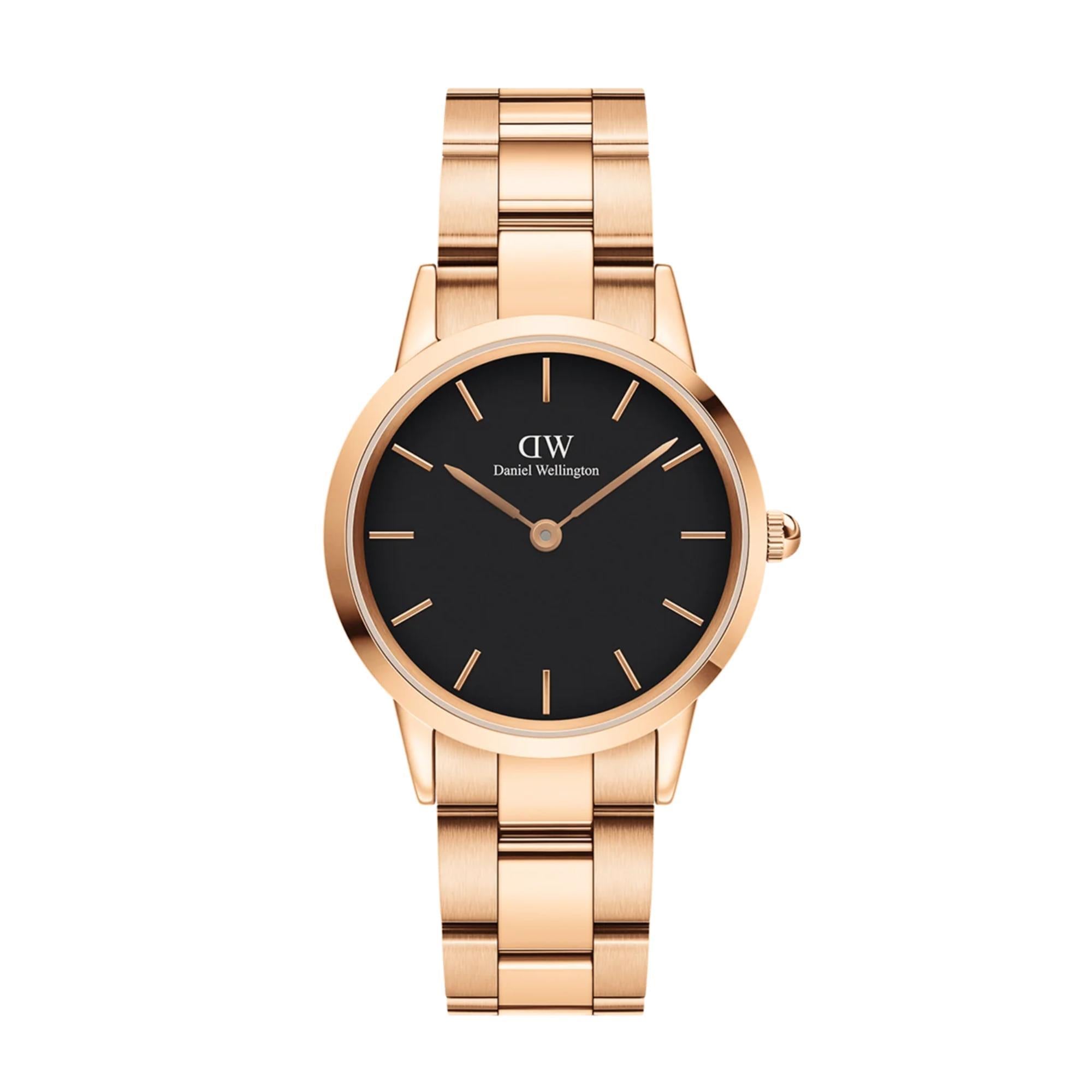 Daniel Wellington Iconic Link Rose Gold Black Dial Men’s Watch DW00100212