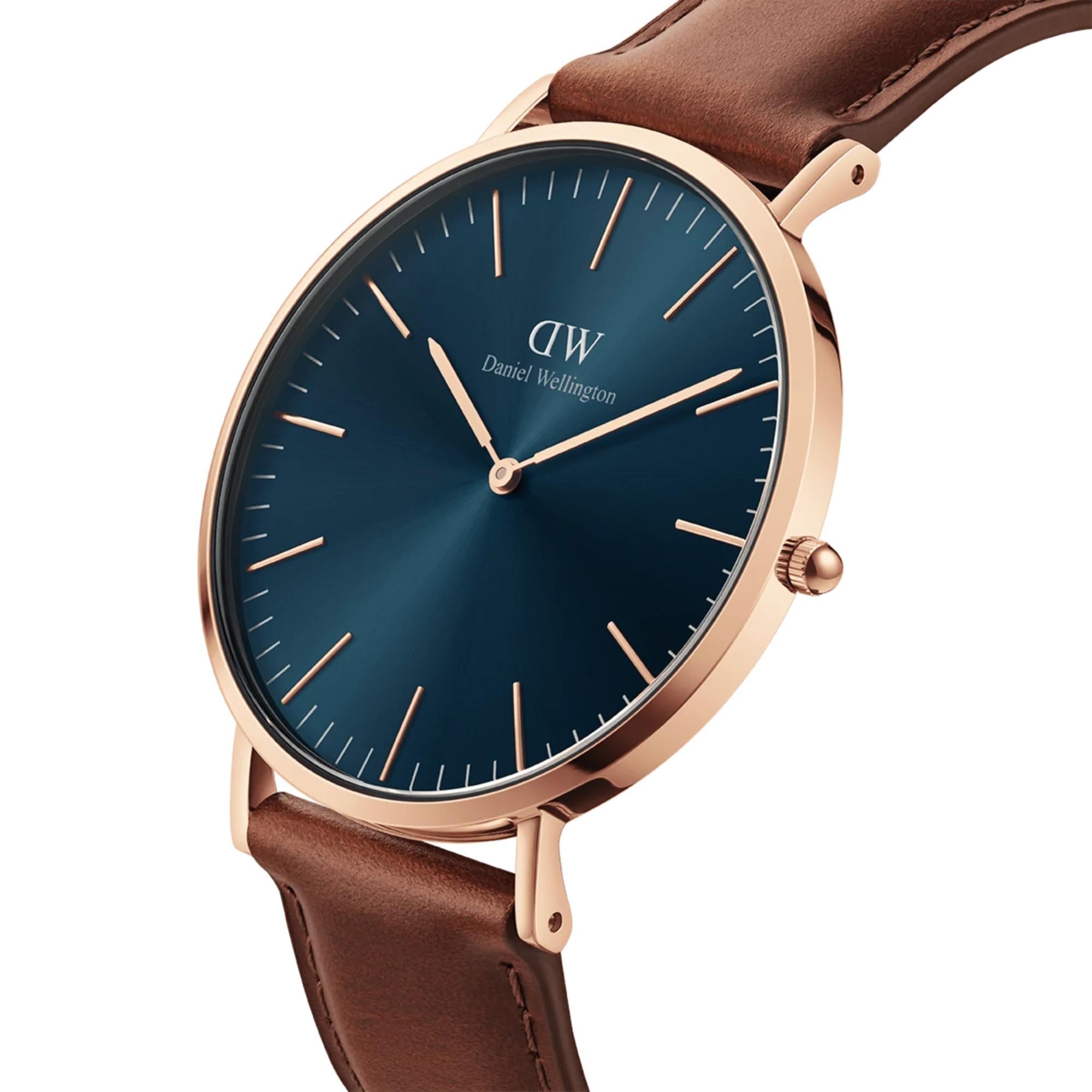 Daniel Wellington Classic Blue Dial Leather Strap Men’s Watch DW00100626