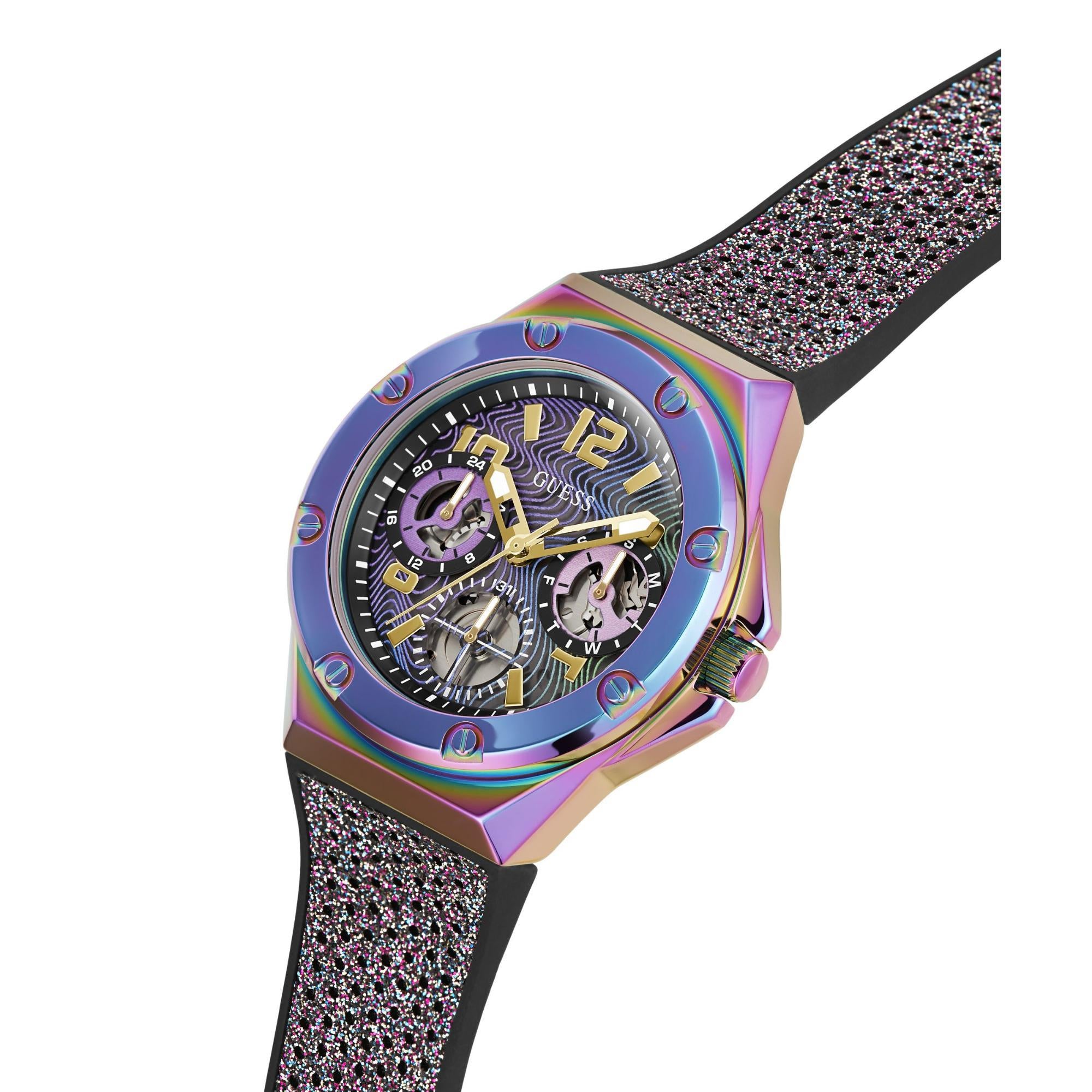 GUESS 2-Tone Iridescent Multi-Function Multicoloured Dial Ladies Watch GW0620L4