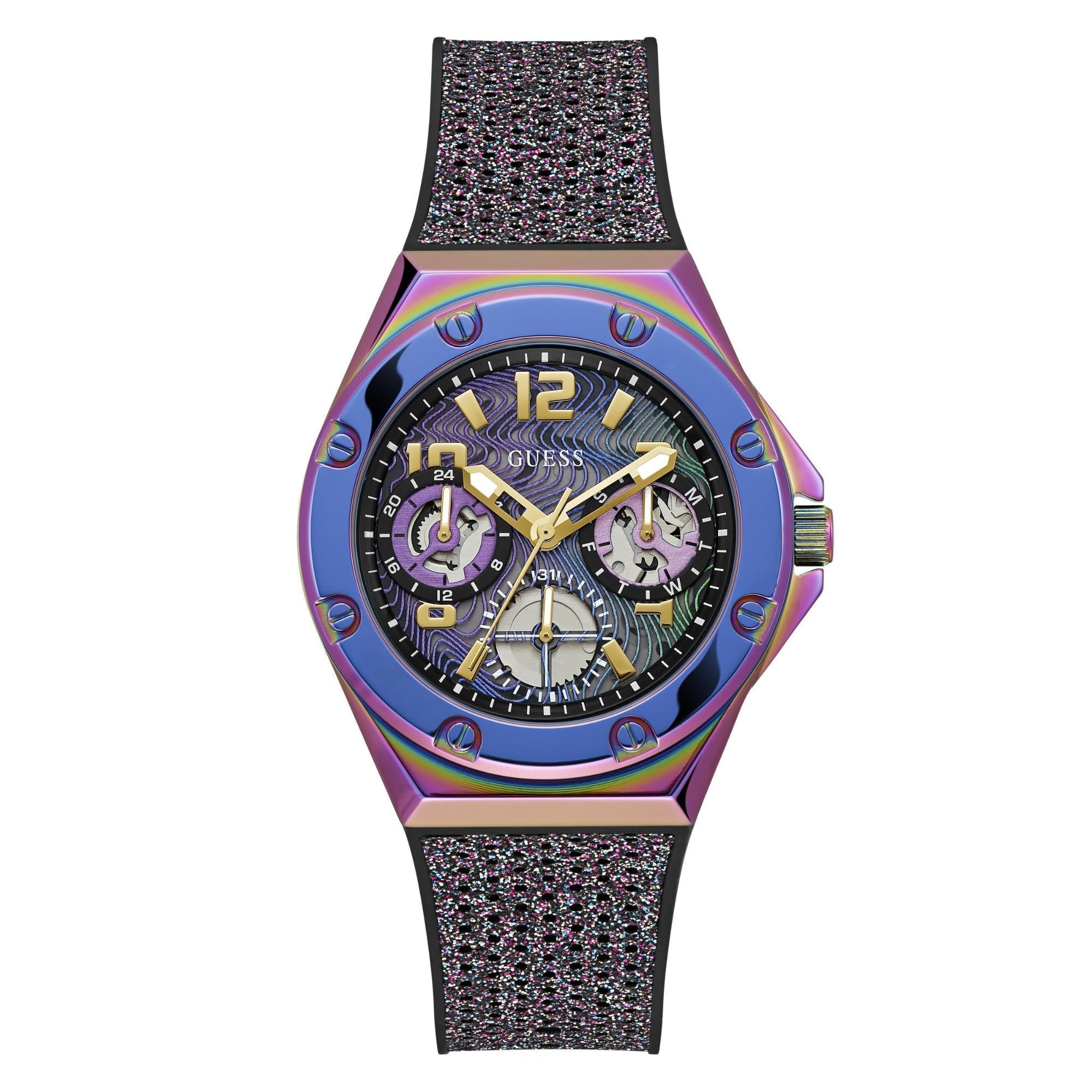 GUESS 2-Tone Iridescent Multi-Function Multicoloured Dial Ladies Watch GW0620L4