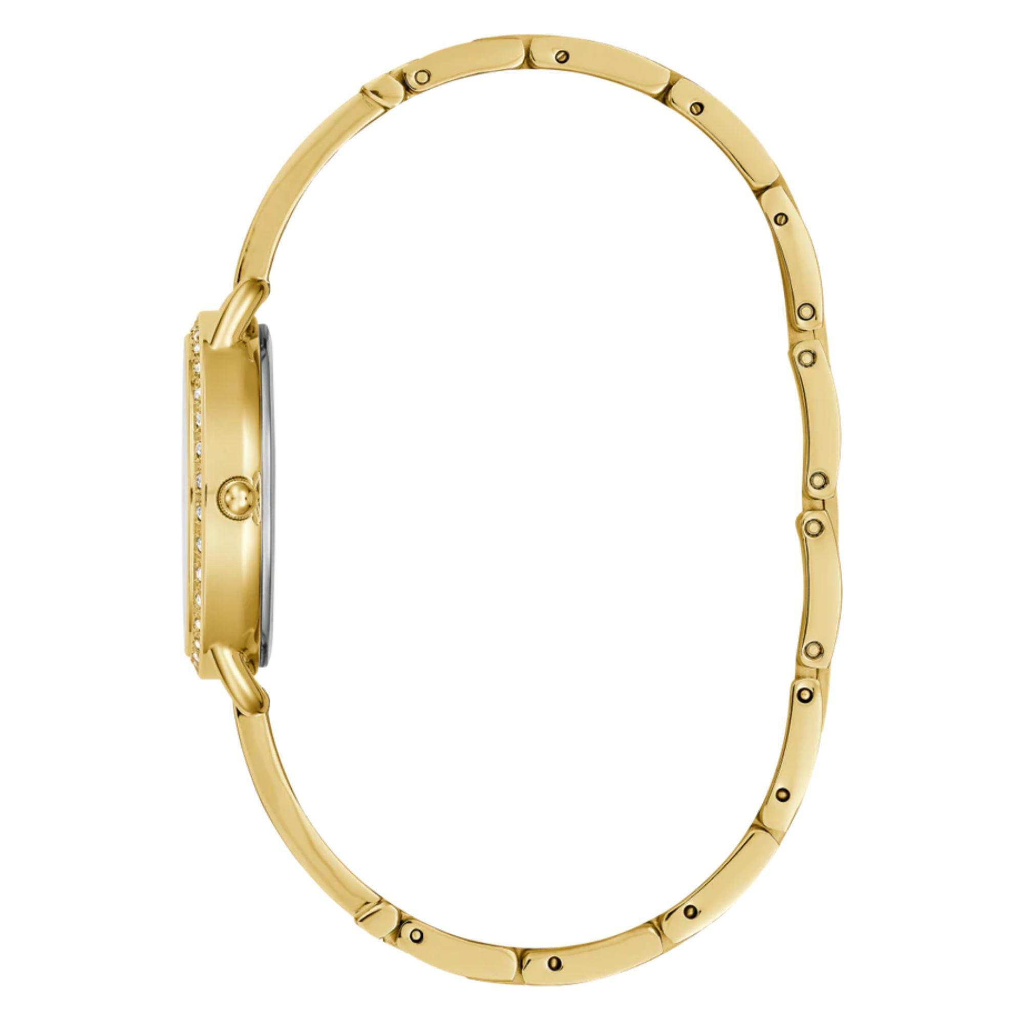 GUESS Ladies Gold Tone Stainless Steel Strap Analog Champagne Dial Watch GW0022L2