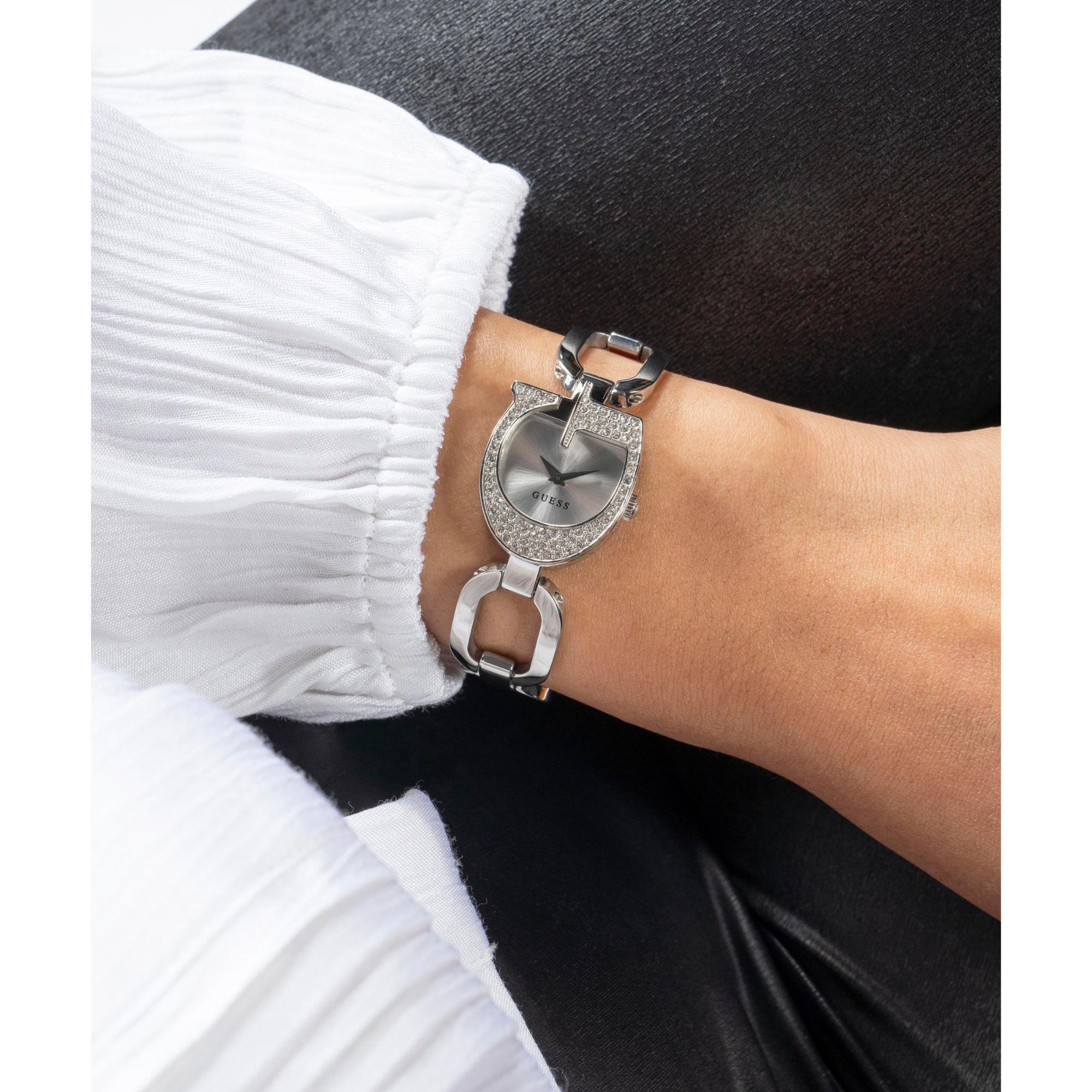 GUESS Silver Dial Analog with Crystal Accents Ladies Watch GW0683L1