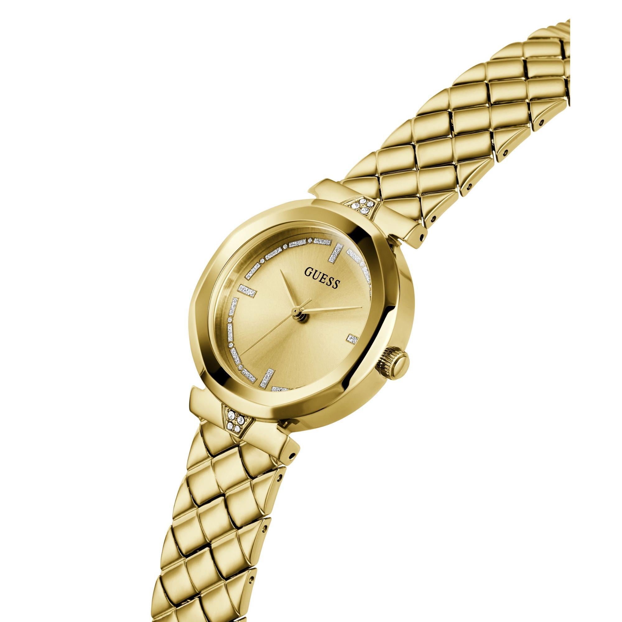 GUESS Gold Tone Analog Gold Dial with Elegant Crystal Accents Ladies Watch GW0613L2