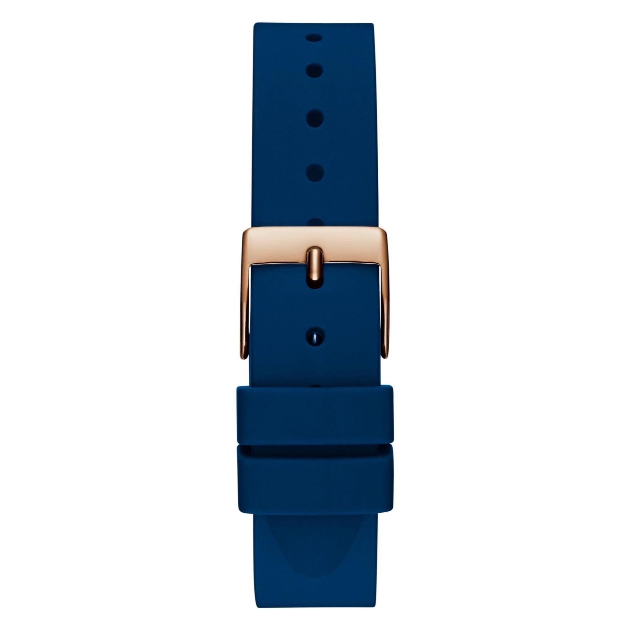 GUESS Analog Blue Dial Rose Gold-Tone Stainless Steel Ladies Watch GW0745L4