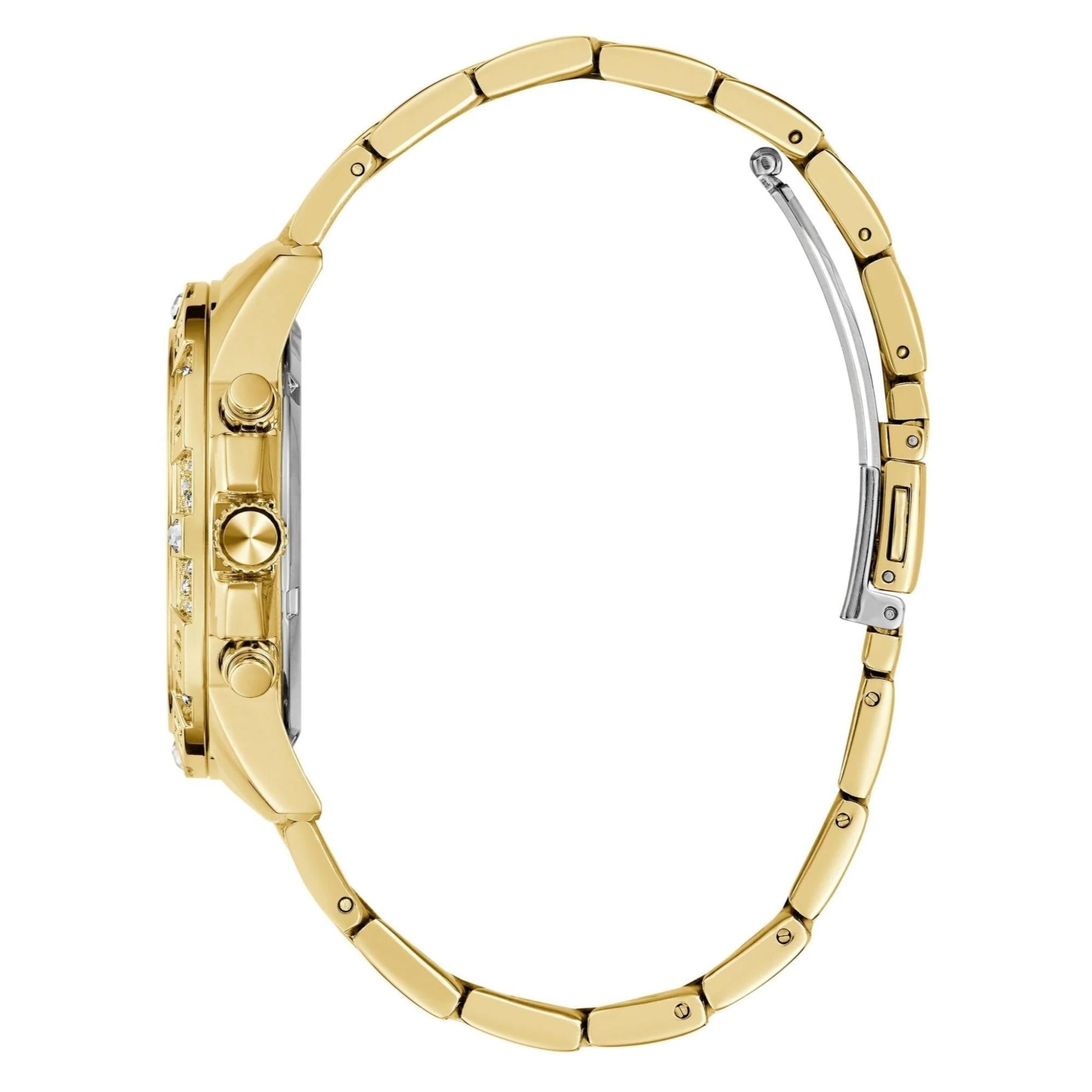 GUESS Ladies Majesty Gold Tone Stainless Steel Analog Champagne Dial Watch GW0771L2