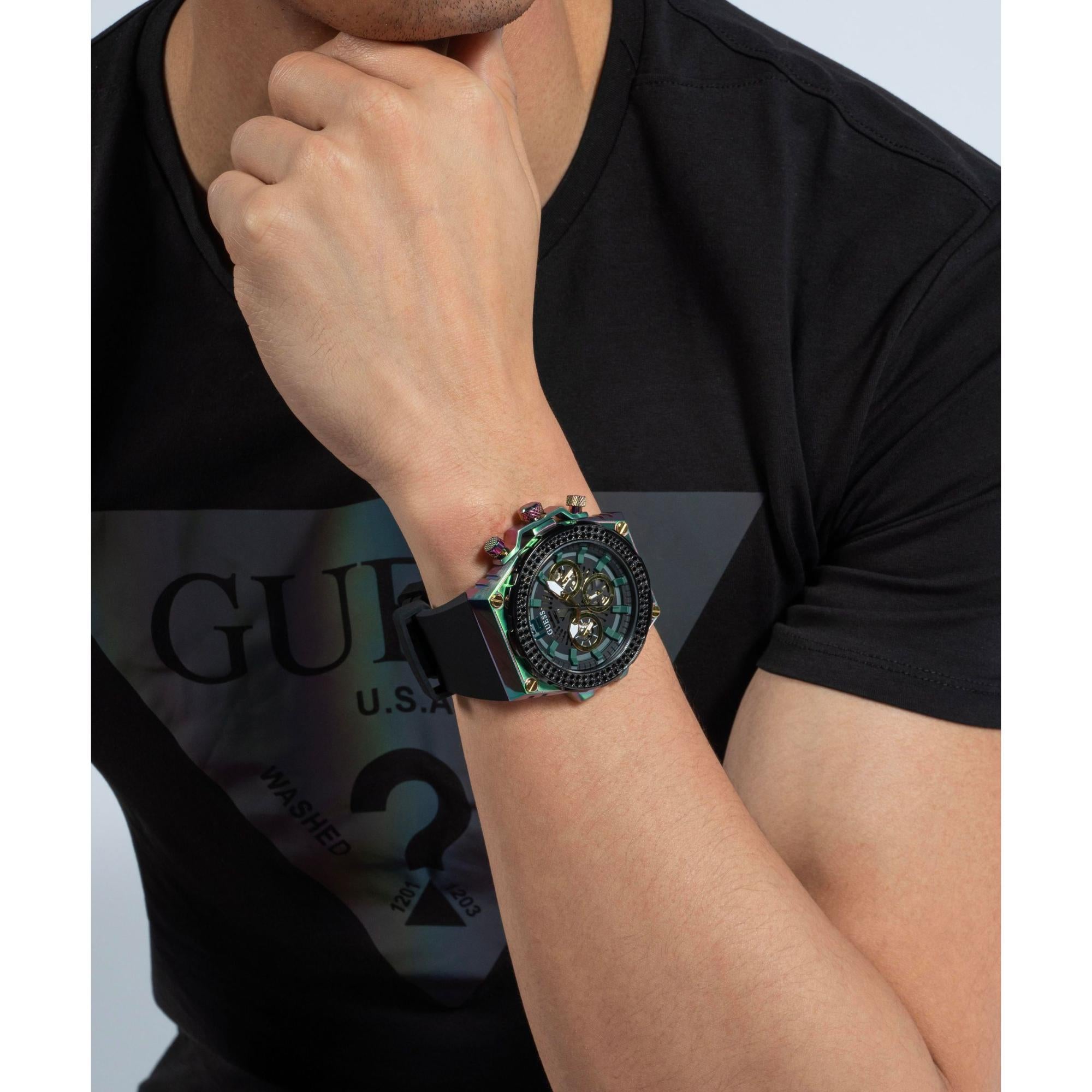 GUESS Black 2-Tone Multi-Function Black Dial with Sporty Design Men's Watch GW0633G1