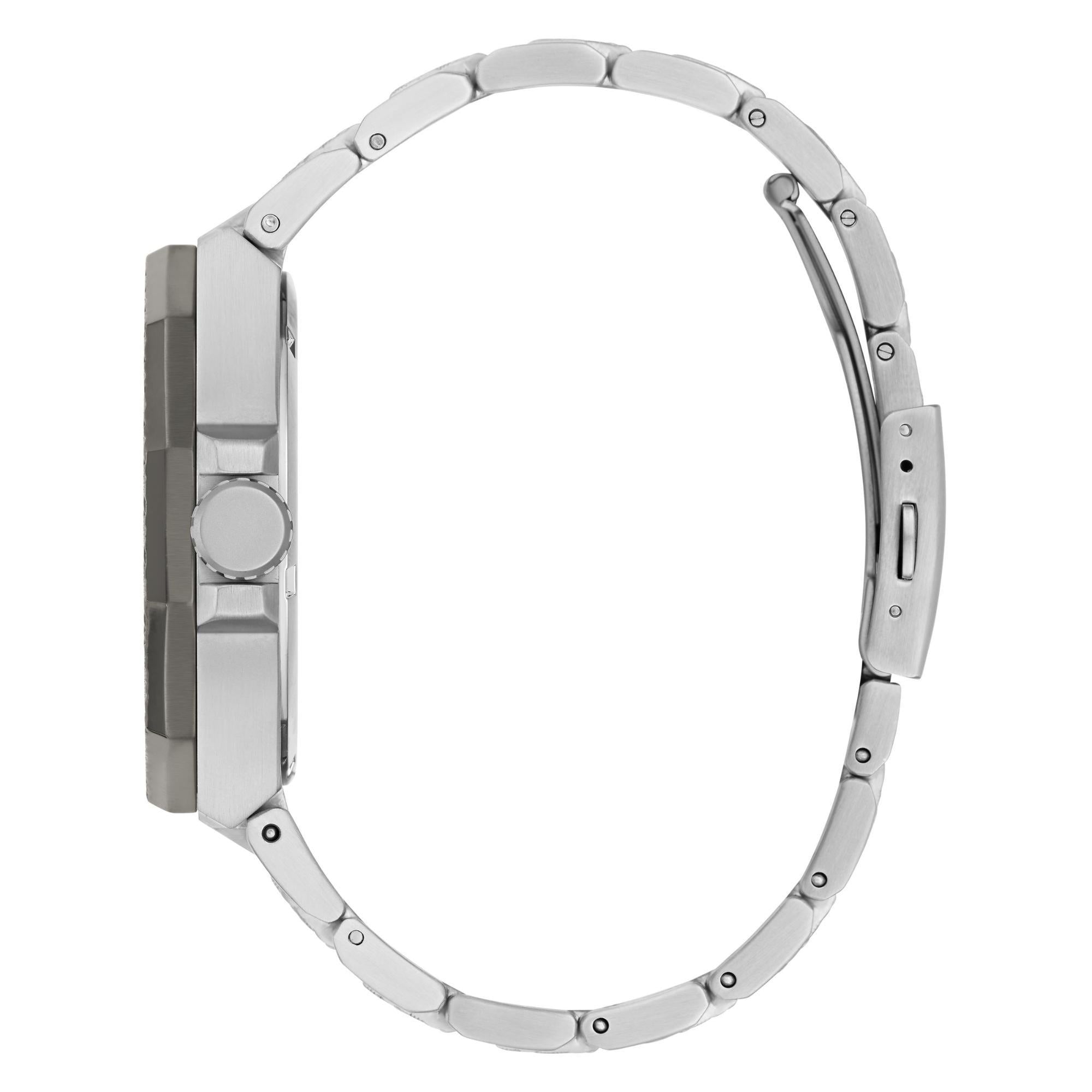 GUESS Silver-Tone Multi-Function Stainless Steel Grey Dial Men's Watch GW0636G1
