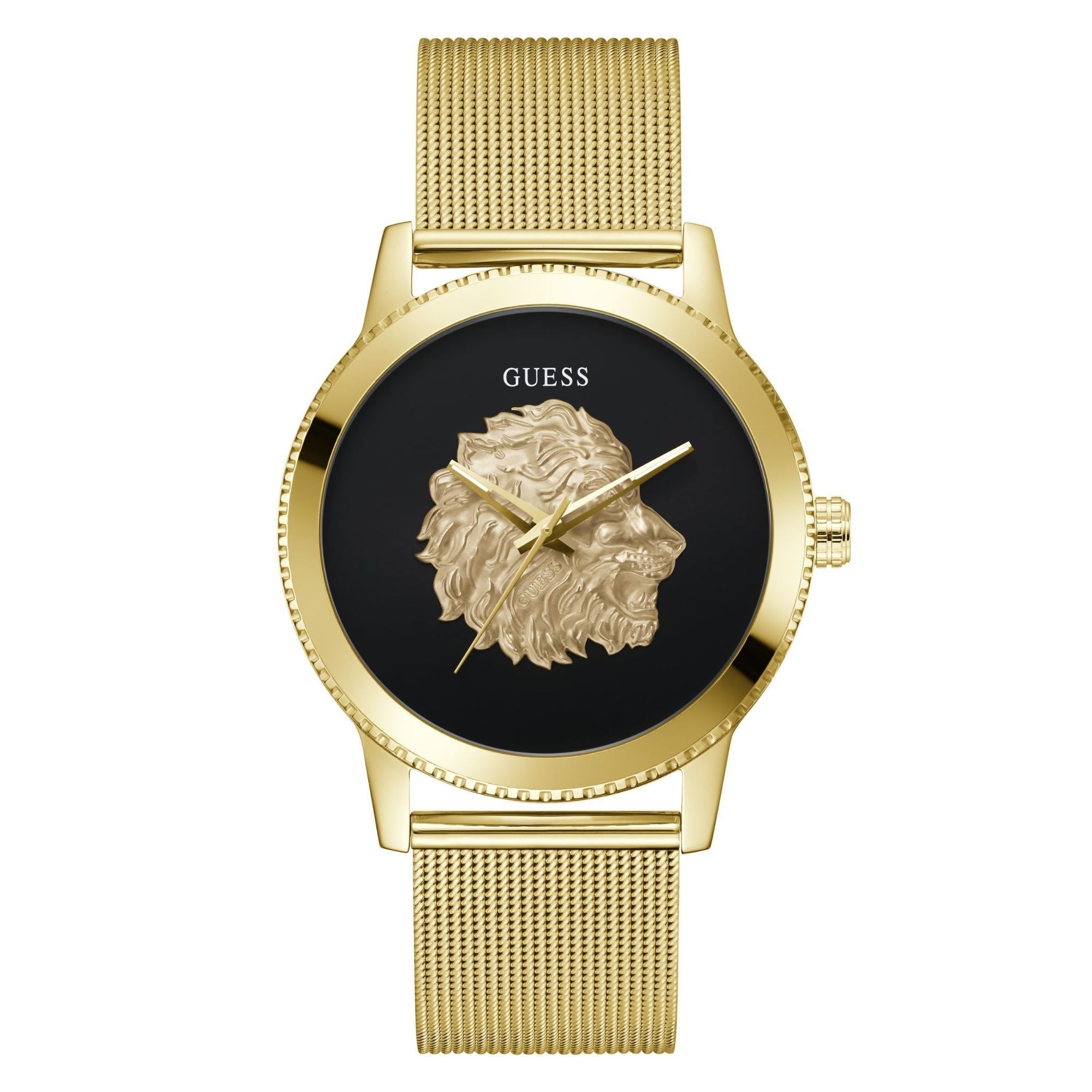 GUESS Gold Tone Analog Black Dial Men's Watch GW0702G1