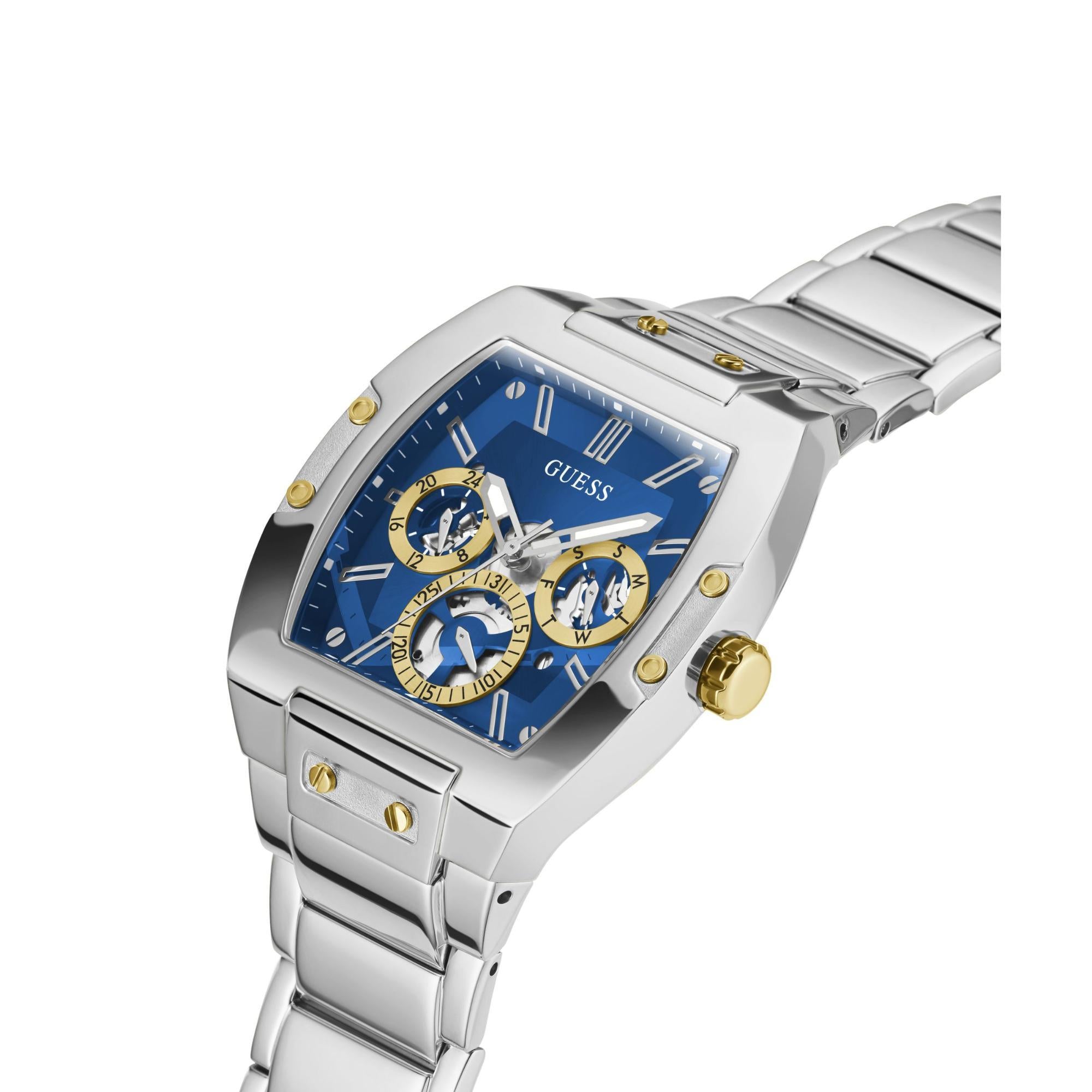 GUESS Multifunction Silver Tone Stainless Steel Strap Blue Dial Men’s Watch GW0456G5