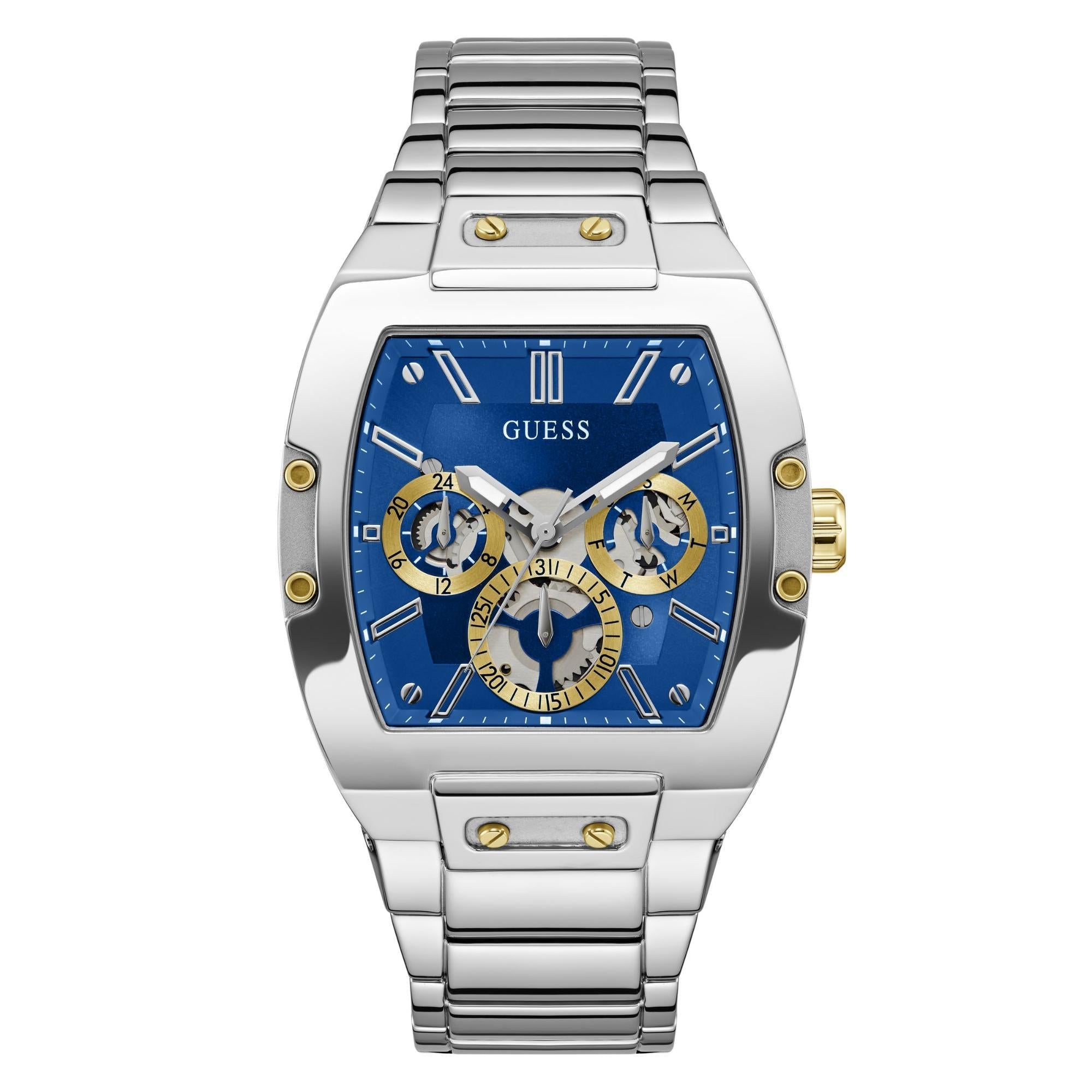 GUESS Multifunction Silver Tone Stainless Steel Strap Blue Dial Men’s Watch GW0456G5