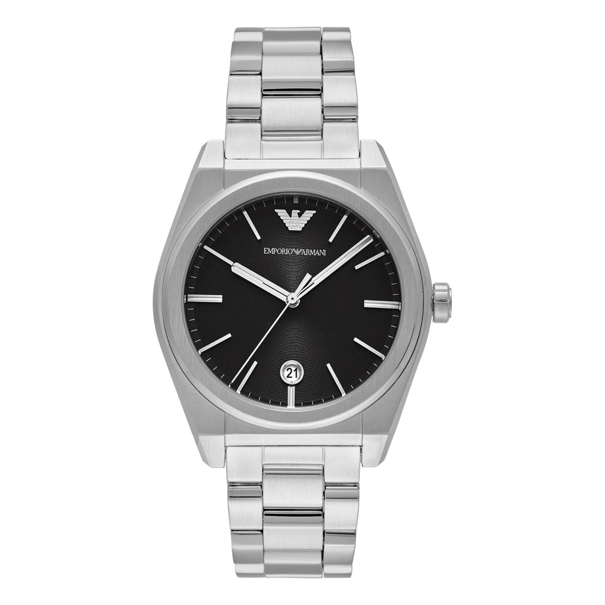 Emporio Armani Date Stainless Steel Black Dial Men's Watch AR11622