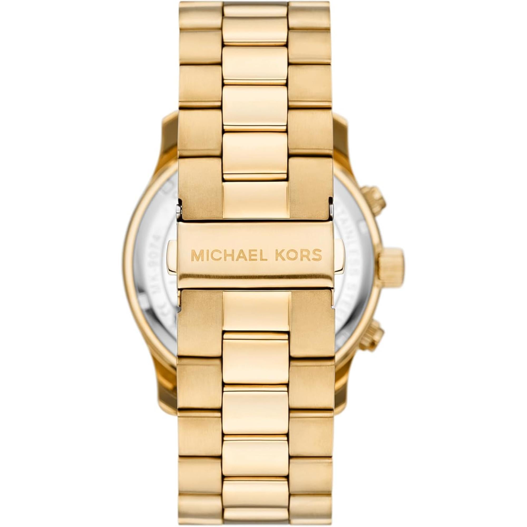 Michael Kors Runway Chronograph Gold-Tone Stainless Steel Strap Gold Dial Men’s Watch MK9074