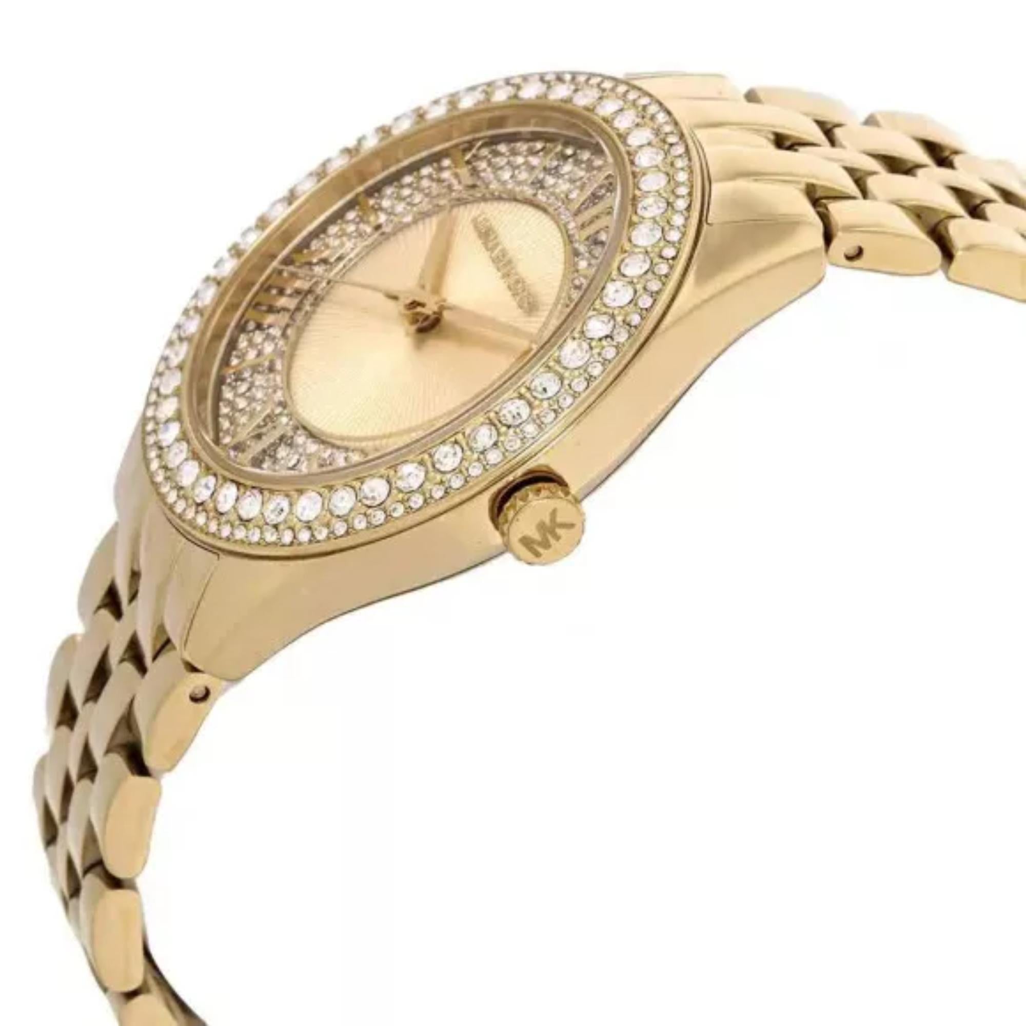 Michael Kors Harlowe Gold-Tone Stainless Steel Strap Gold Dial Women’s Watch MK4709