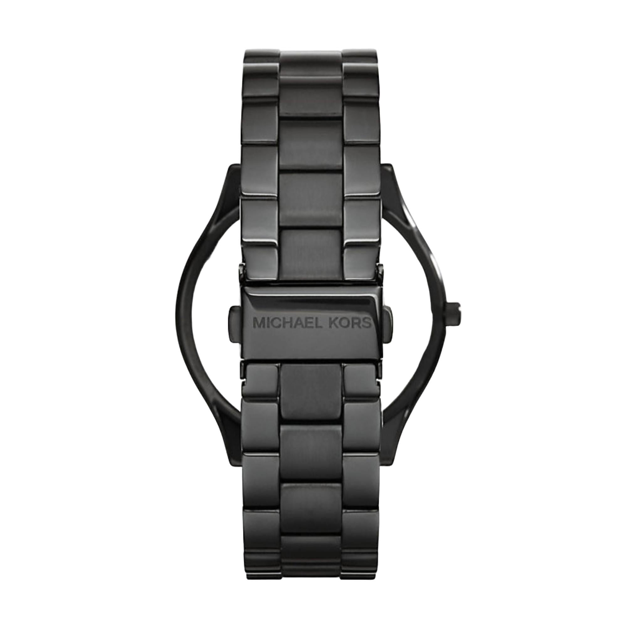Michael Kors Slim Runway Black-Tone Stainless Steel Strap Black Dial Women’s Watch MK3221