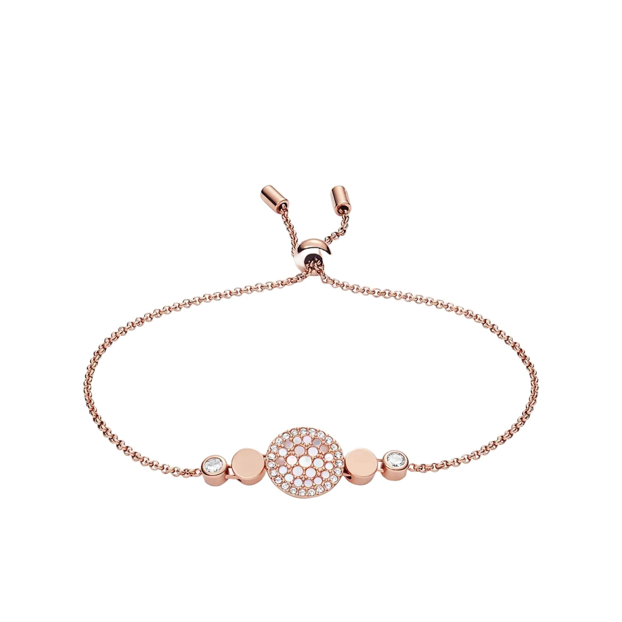 Fossil Mother-of-Pearl Disc Gold-Tone Stainless Steel Women’s Bracelet JF02905791