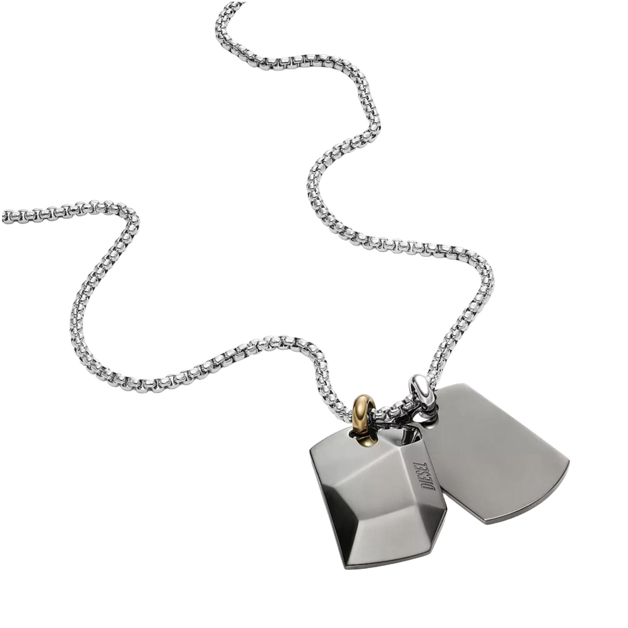 Diesel Stainless Steel Double Dog Tag Men's Necklace DX1143040