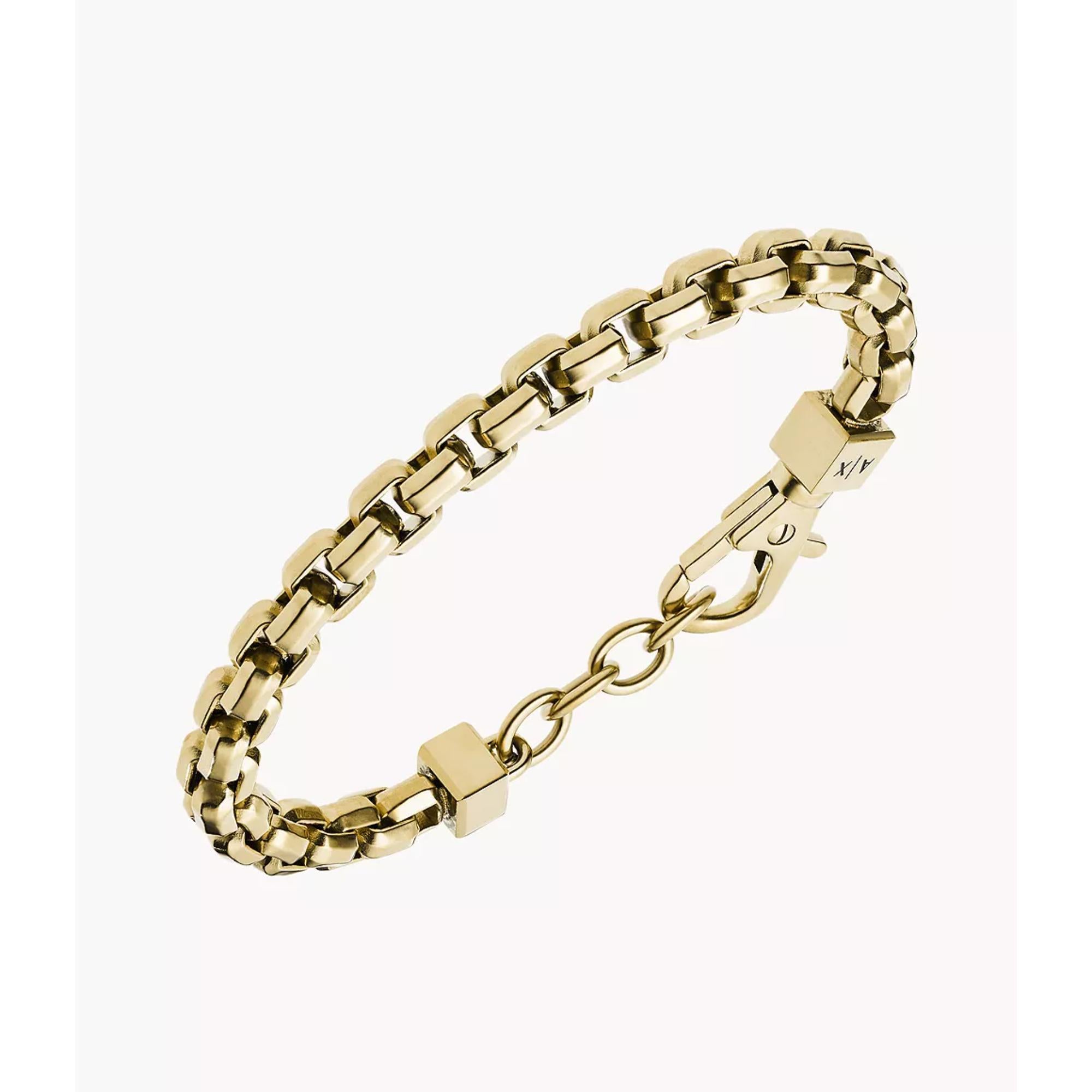 Armani Exchange Gold-Tone Stainless Steel Chain Bracelet AXG0046710