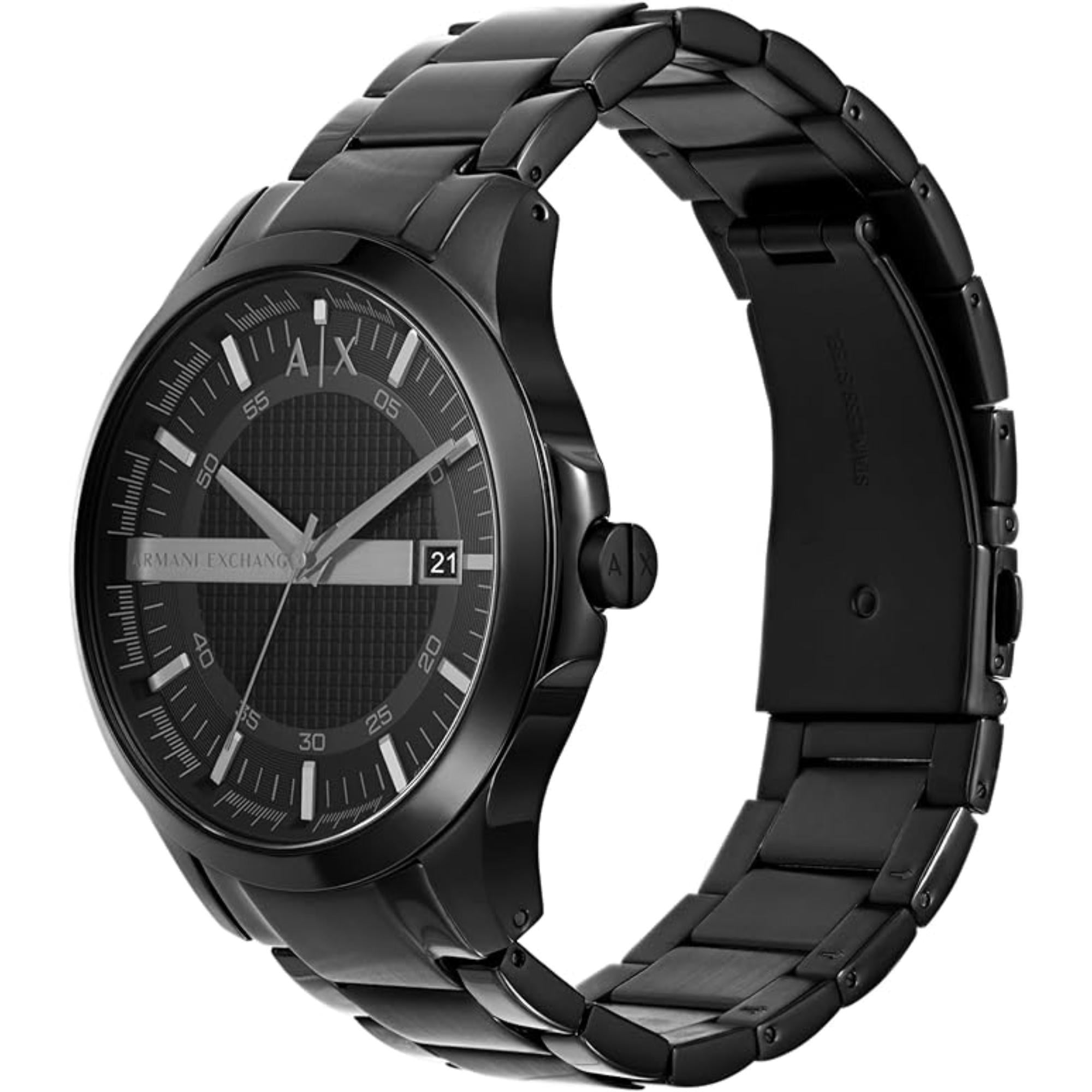 Armani Exchange Black Dial Stainless Steel Strap and Bracelet Gift Set Men’s Watch AX7101