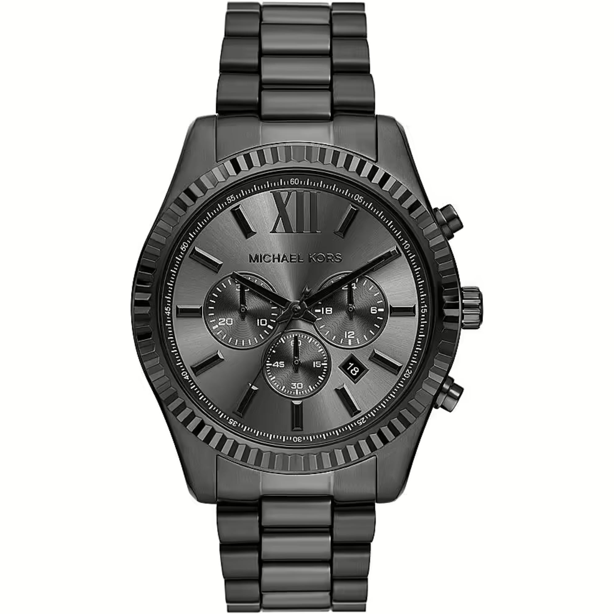 Michael Kors Lexington Chronograph Black Stainless Steel Strap Black Dial Men’s Watch MK9154