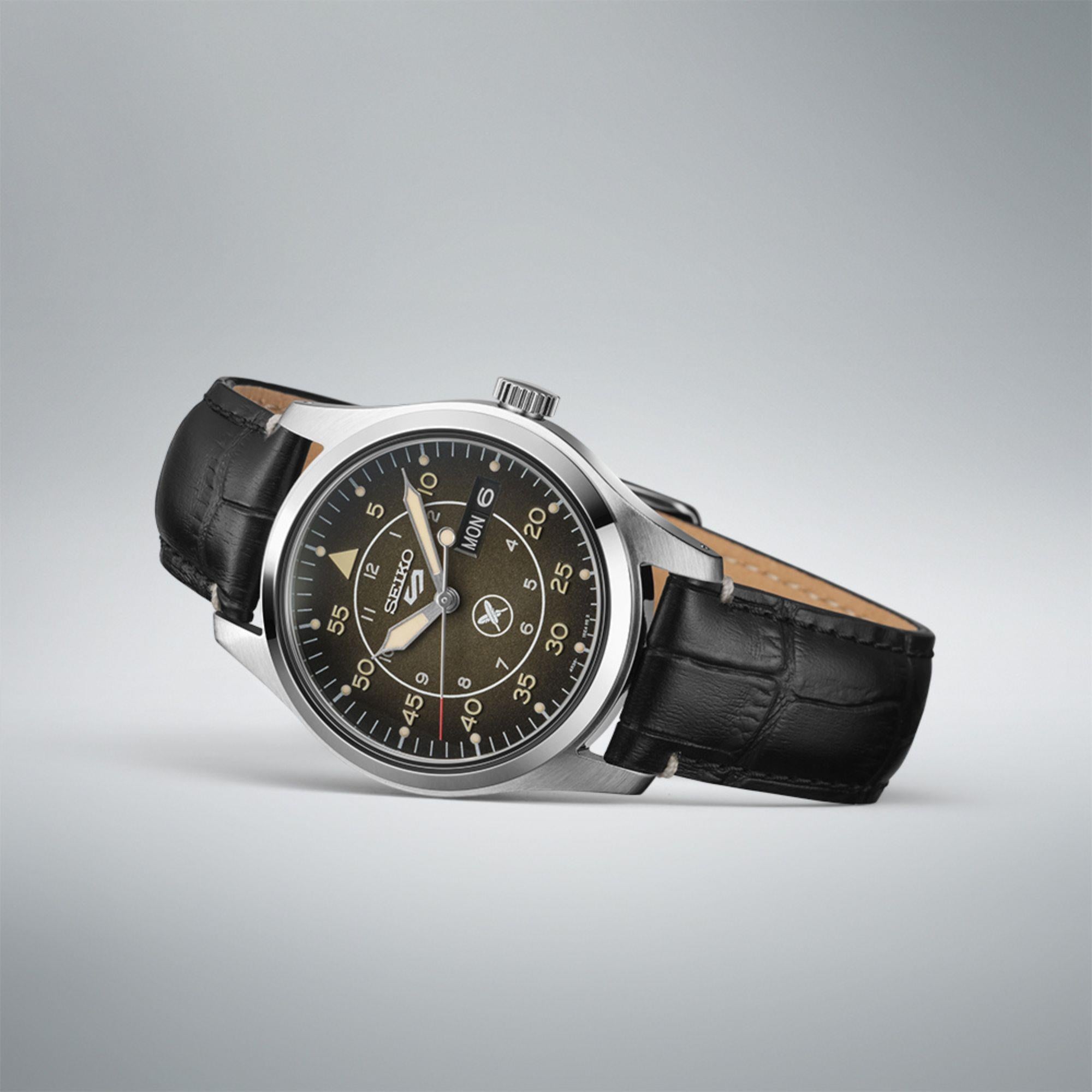 Seiko 5 Sports x Yuto Horigome Limited Edition IV Brown Dial Leather Strap Men's Watch SRPL31K1
