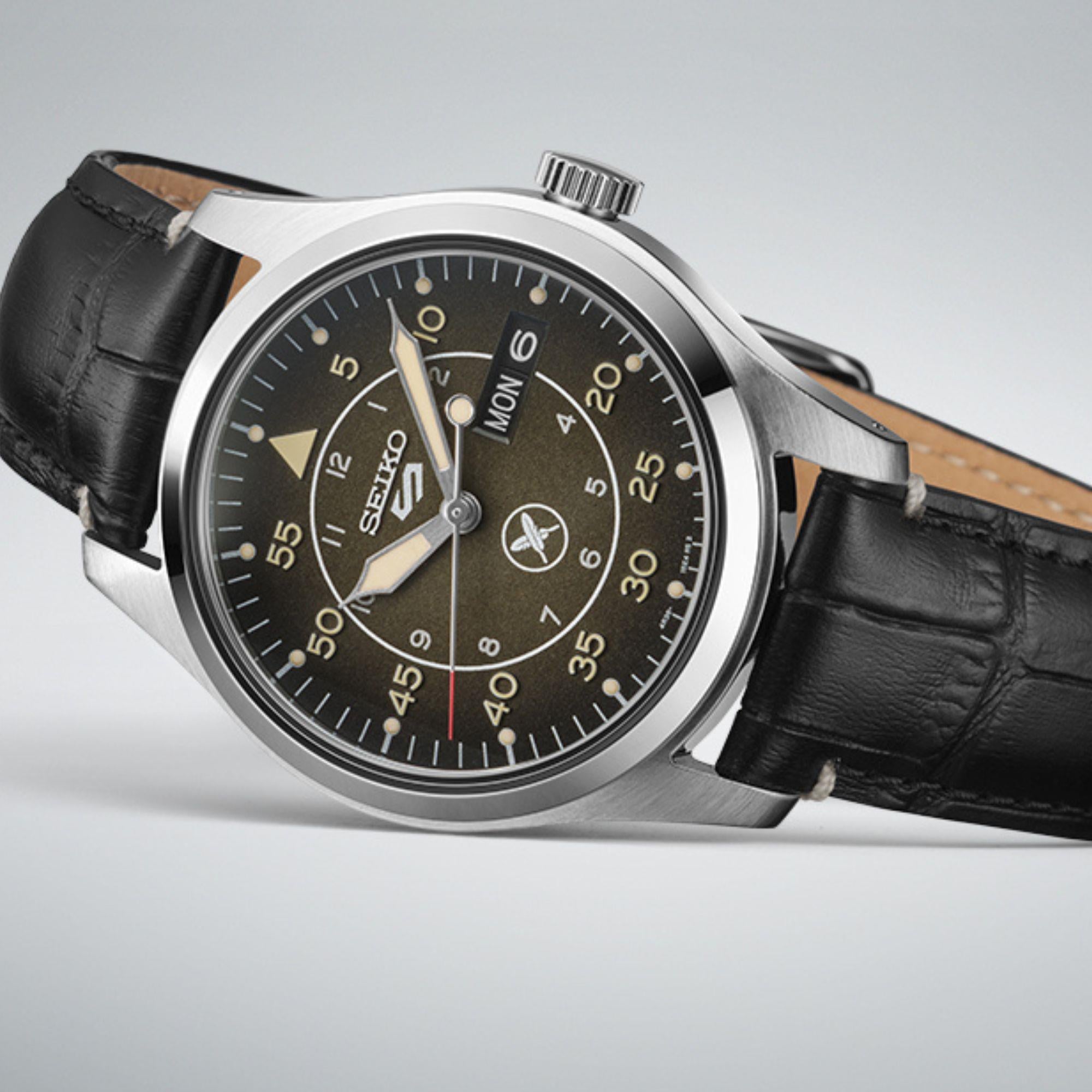 Seiko 5 Sports x Yuto Horigome Limited Edition IV Brown Dial Leather Strap Men's Watch SRPL31K1