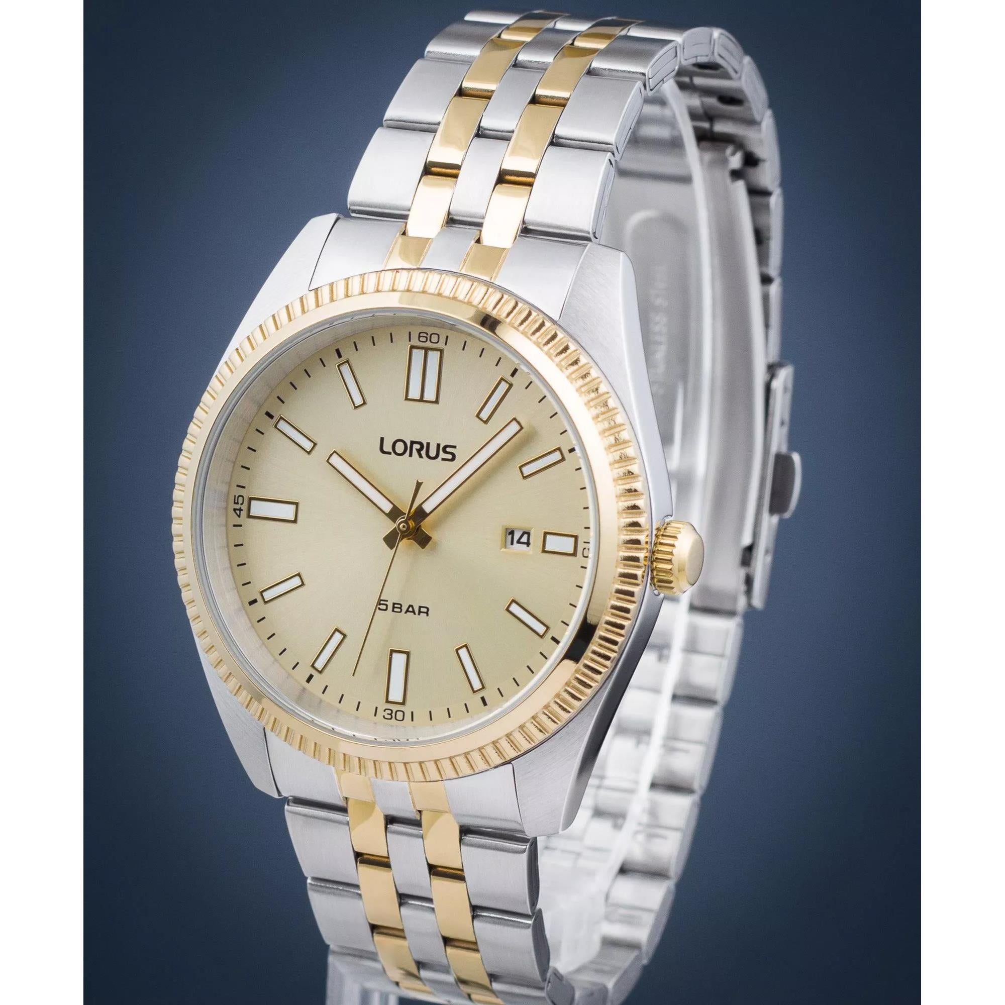 Lorus Quartz Gents Two-Tone Gold Dial Men's Watch RH972QX9
