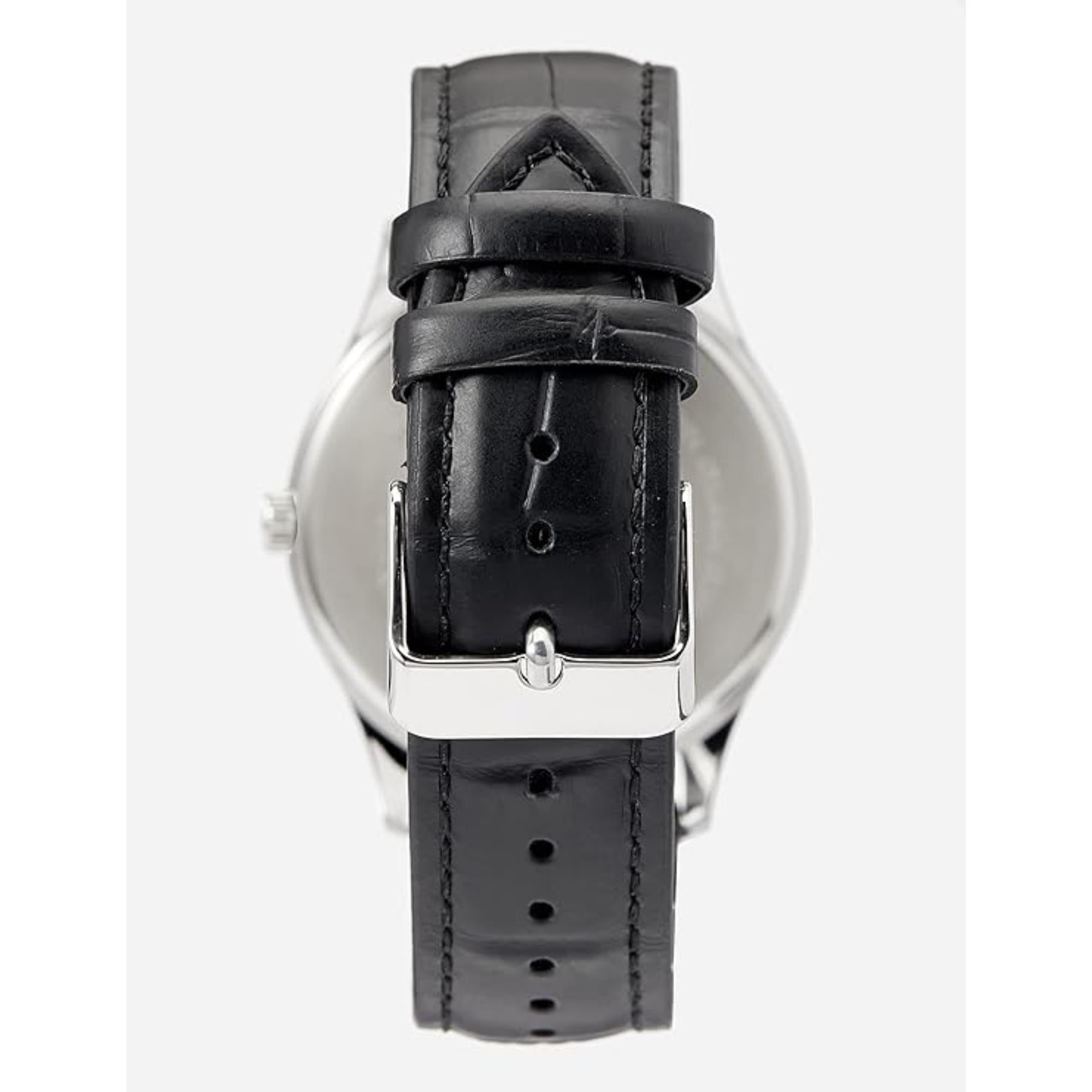Lorus Black Leather Strap Black Dial Men’s Watch RRX71HX9