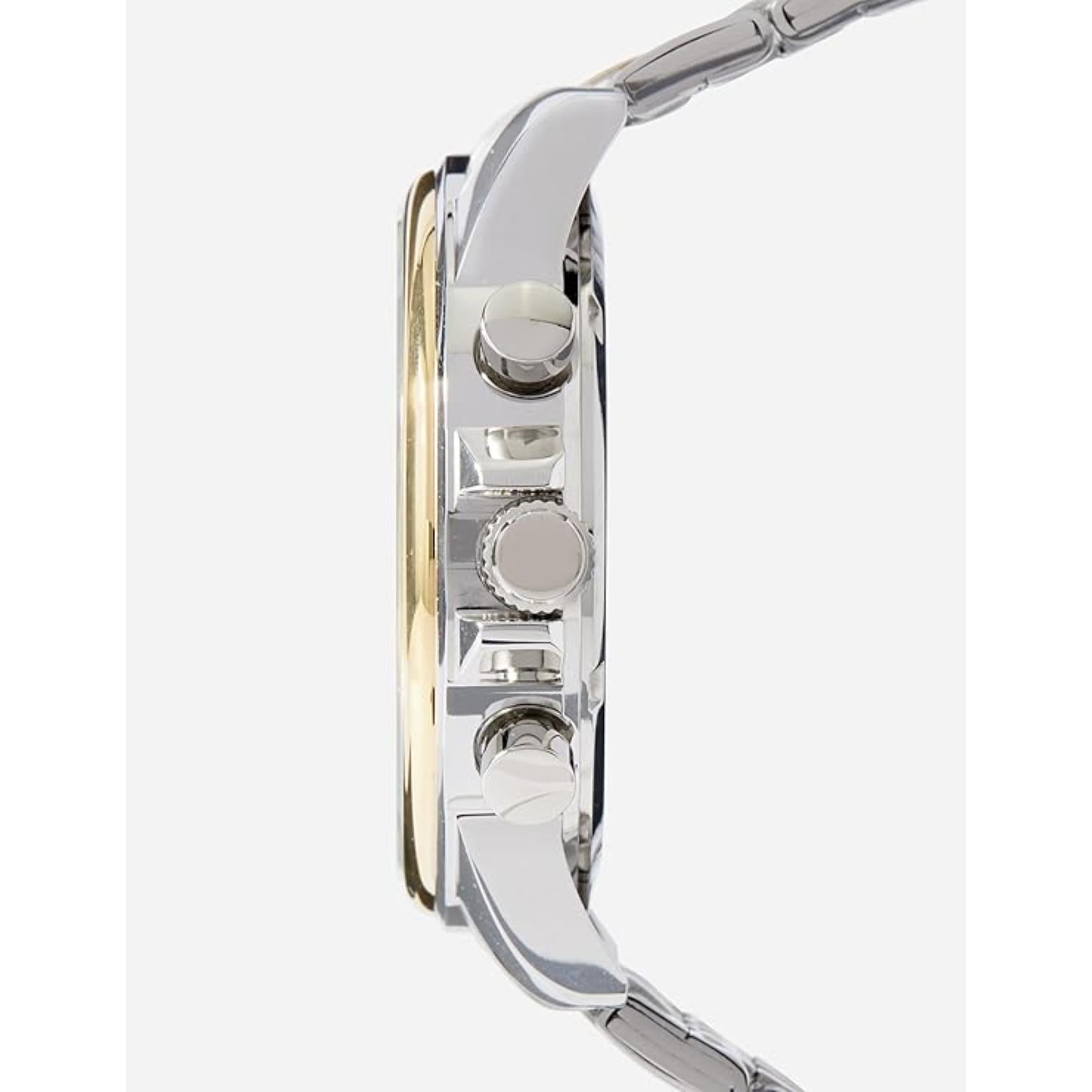 Lorus Sports Chronograph Two-Tone Bracelet White Sunray Dial Men's Watch RM338JX9