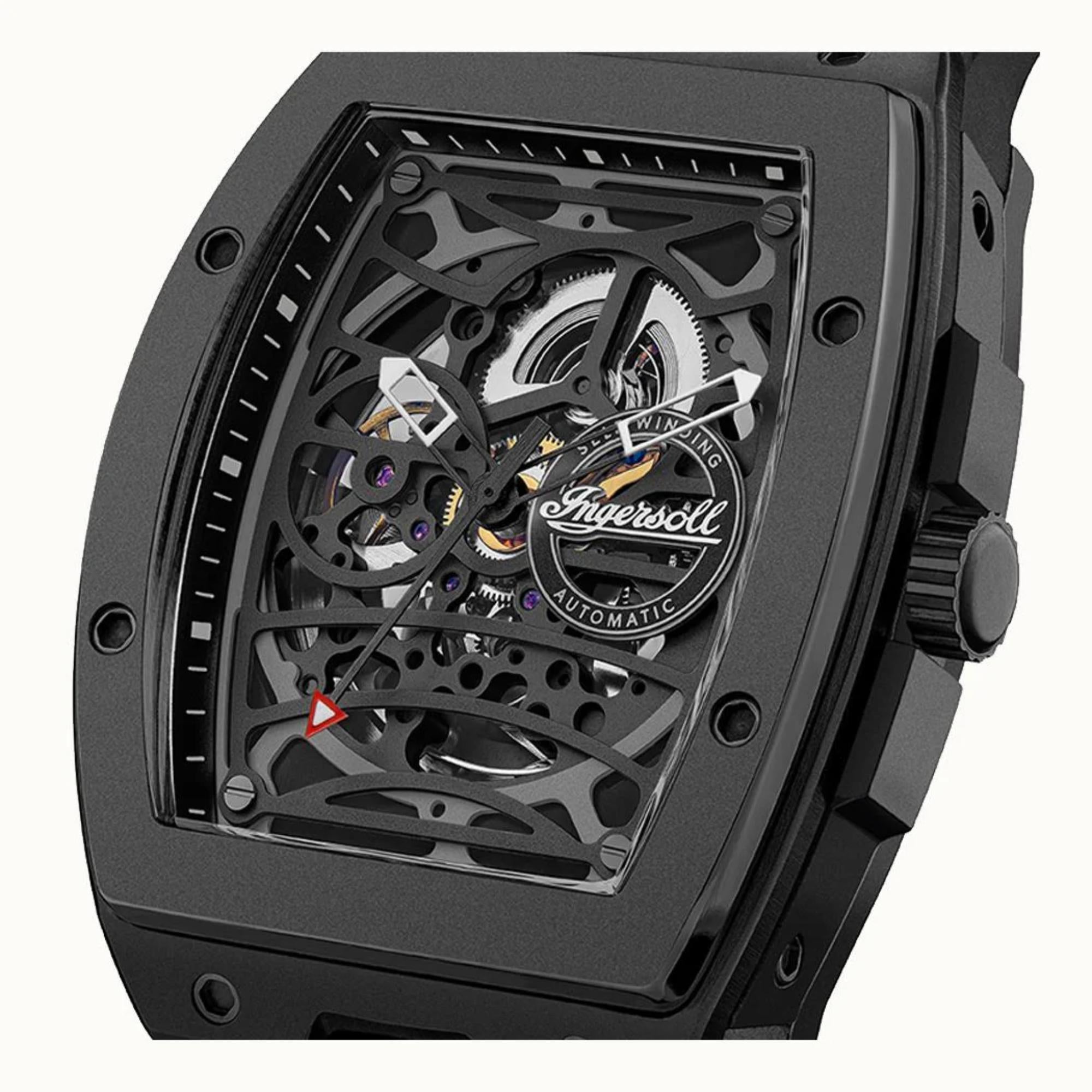 Ingersoll 1892 The Rim Automatic Black Leather Strap Black Dial Men’s Watch I16201
