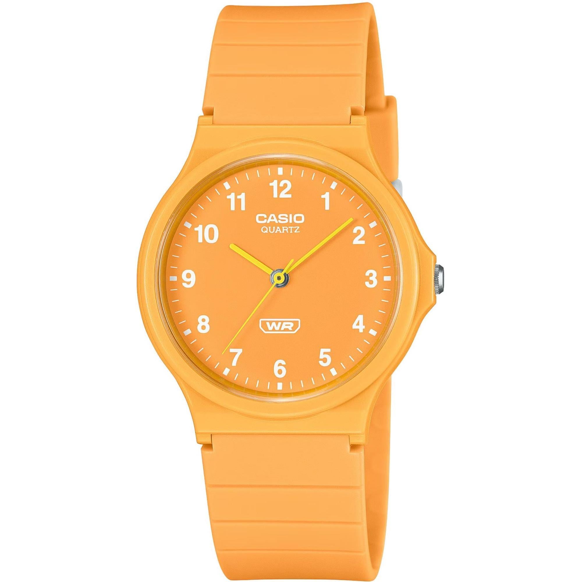 Casio Timeless Classic Analog Orange Dial Resin Strap Unisex Watch MQ-24B-9BEF
