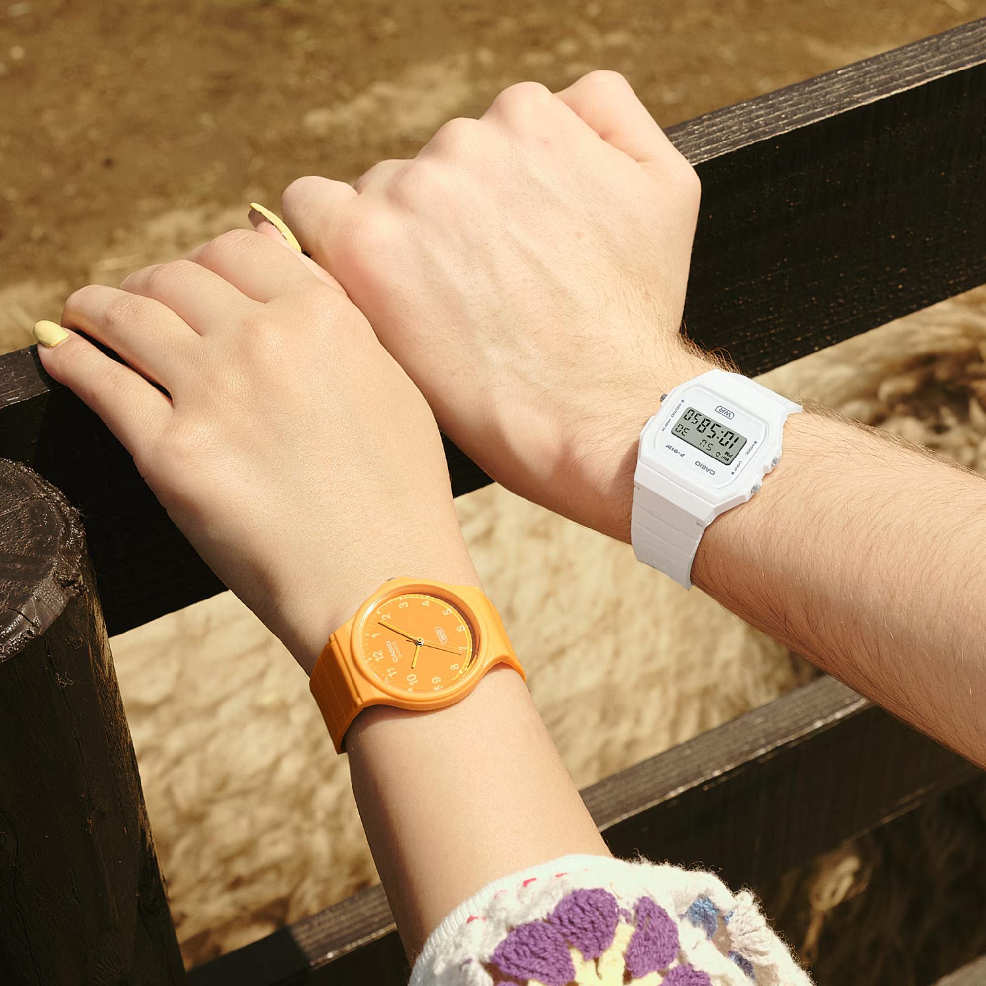 Casio Timeless Classic Analog Orange Dial Resin Strap Unisex Watch MQ-24B-9BEF