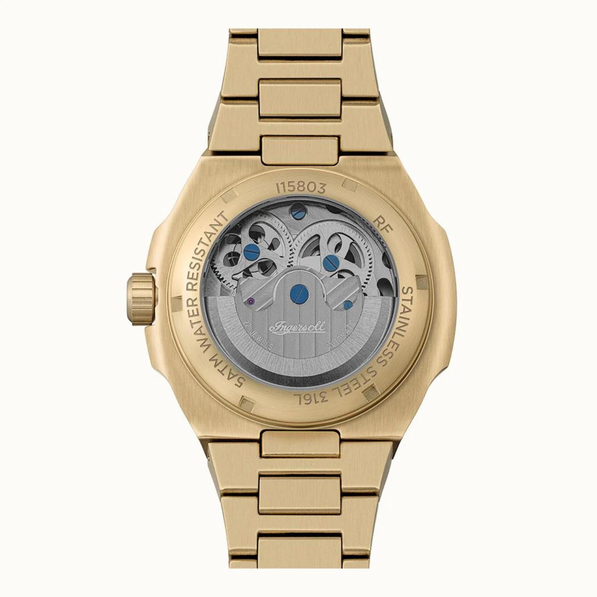Ingersoll 1892 The Spirit Automatic Golden Dial Men’s Watch Silver Stainless Steel Bracelet I15803