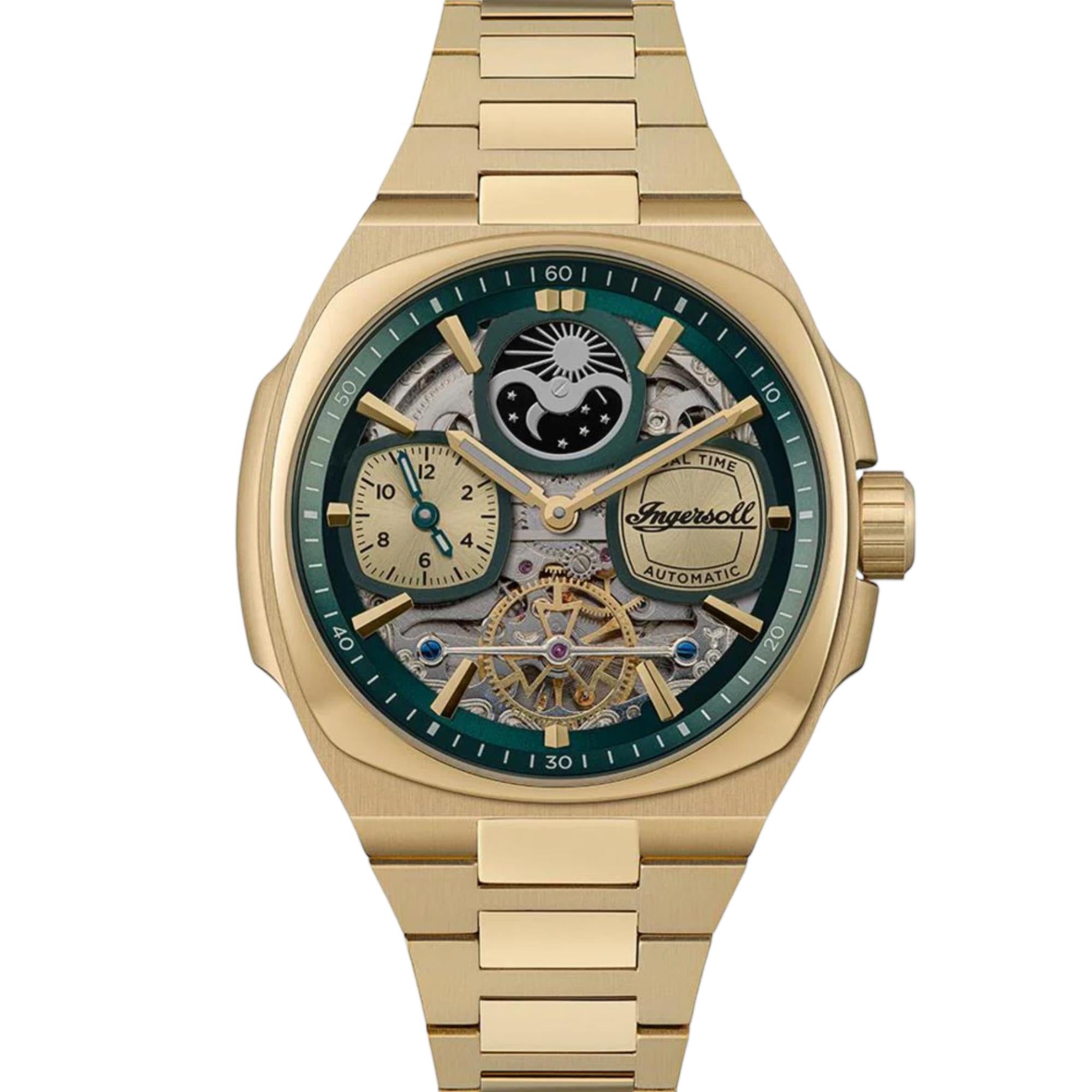 Ingersoll 1892 The Spirit Automatic Golden Dial Men’s Watch Silver Stainless Steel Bracelet I15803