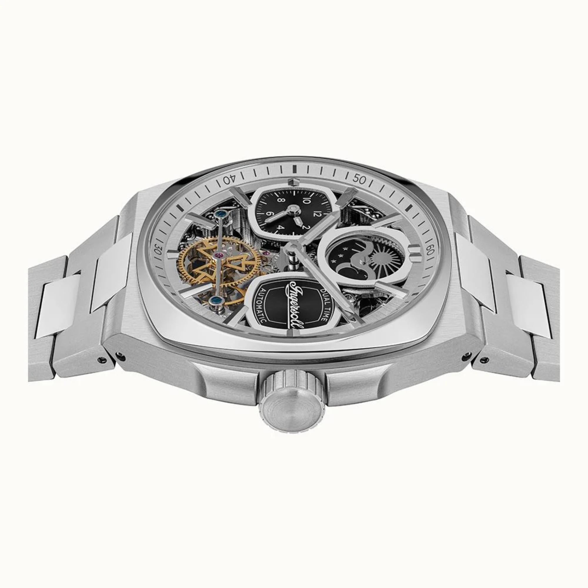Ingersoll 1892 The Spirit Automatic Silver Dial Men’s Watch Black Leather Strap I15802