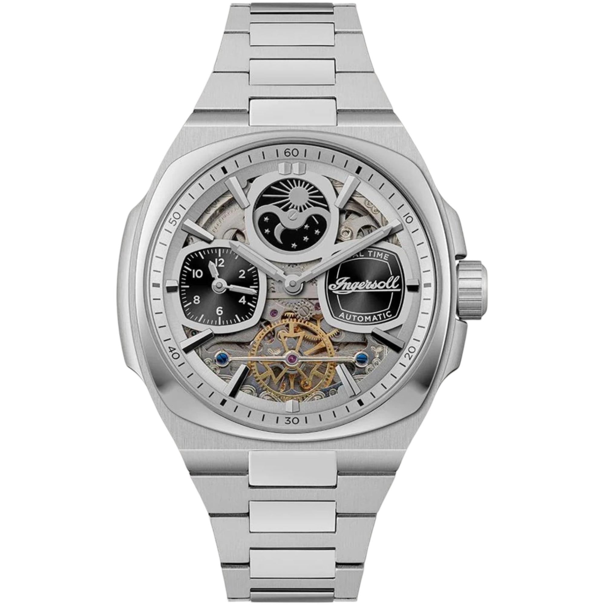 Ingersoll 1892 The Spirit Automatic Silver Dial Men’s Watch Black Leather Strap I15802