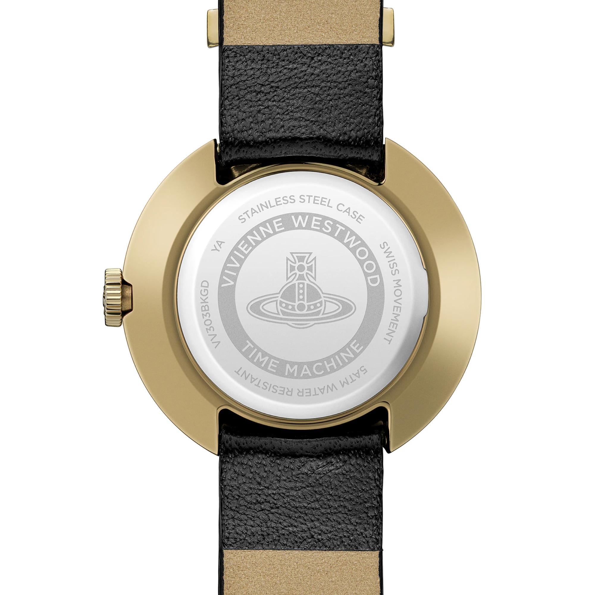 Vivienne Westwood Rebel Gold Dial Leather Strap Women's Watch VV303BKGD