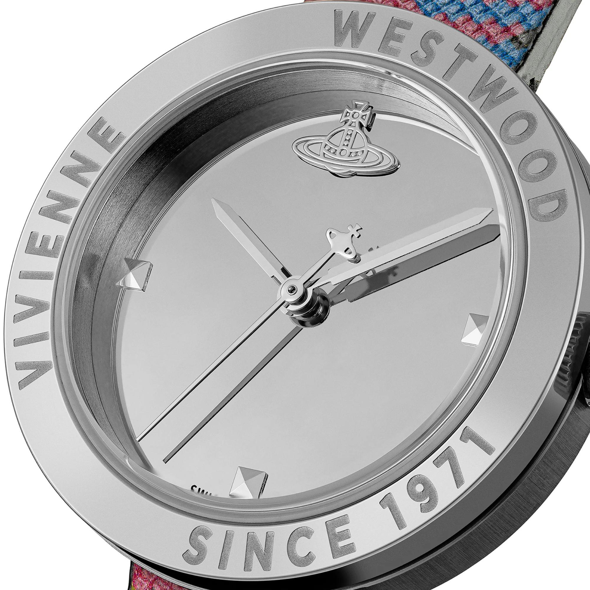 Vivienne Westwood Rebel Silver Dial Synthetic Leather Strap Women's Watch VV303SLMT