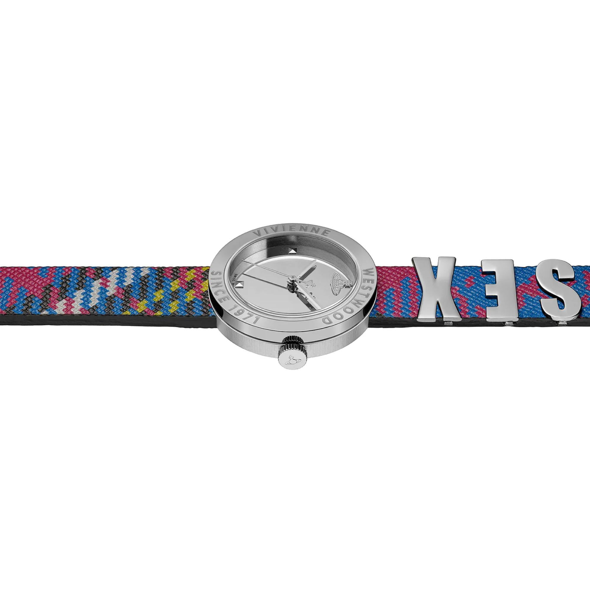 Vivienne Westwood Rebel Silver Dial Synthetic Leather Strap Women's Watch VV303SLMT