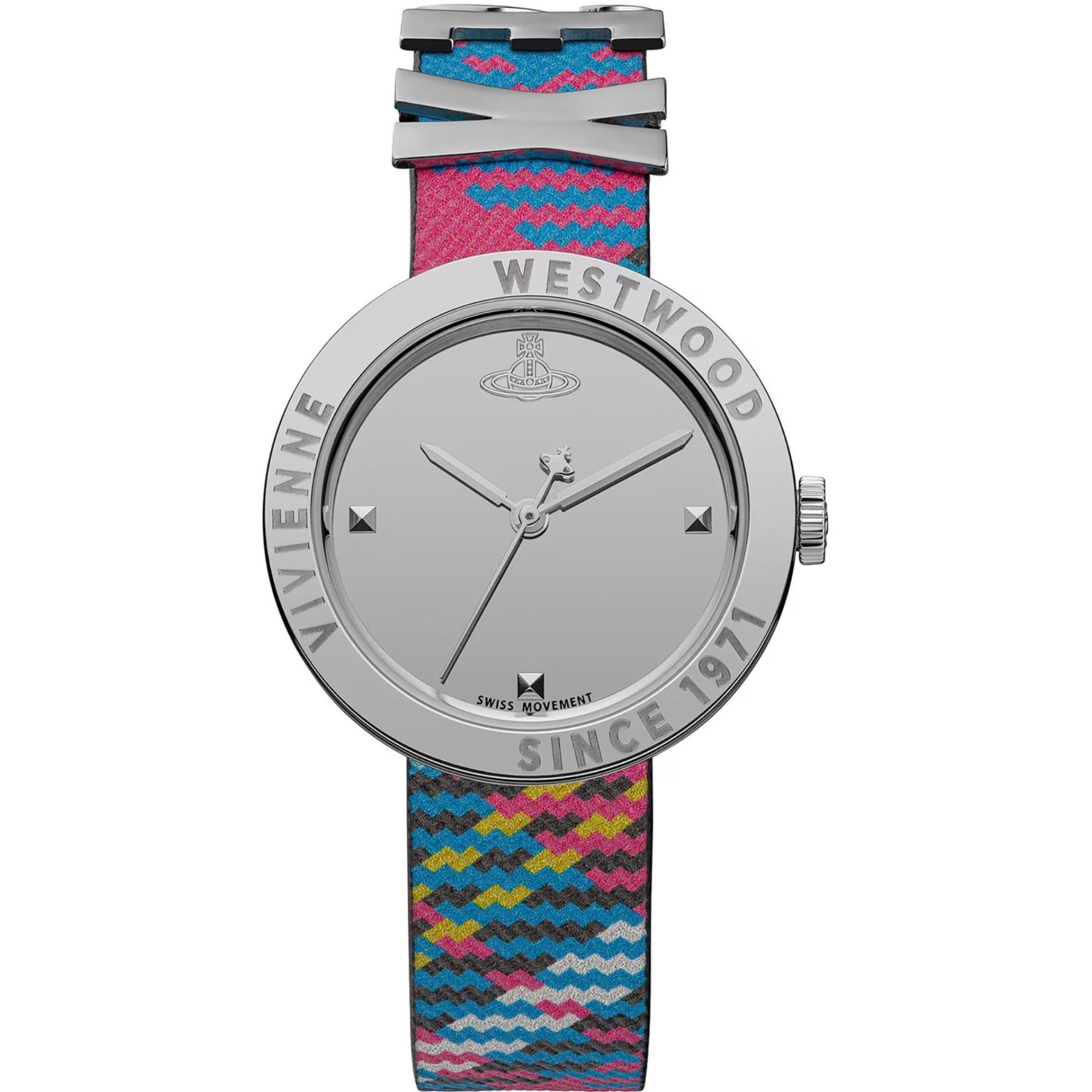 Vivienne Westwood Rebel Silver Dial Synthetic Leather Strap Women's Watch VV303SLMT