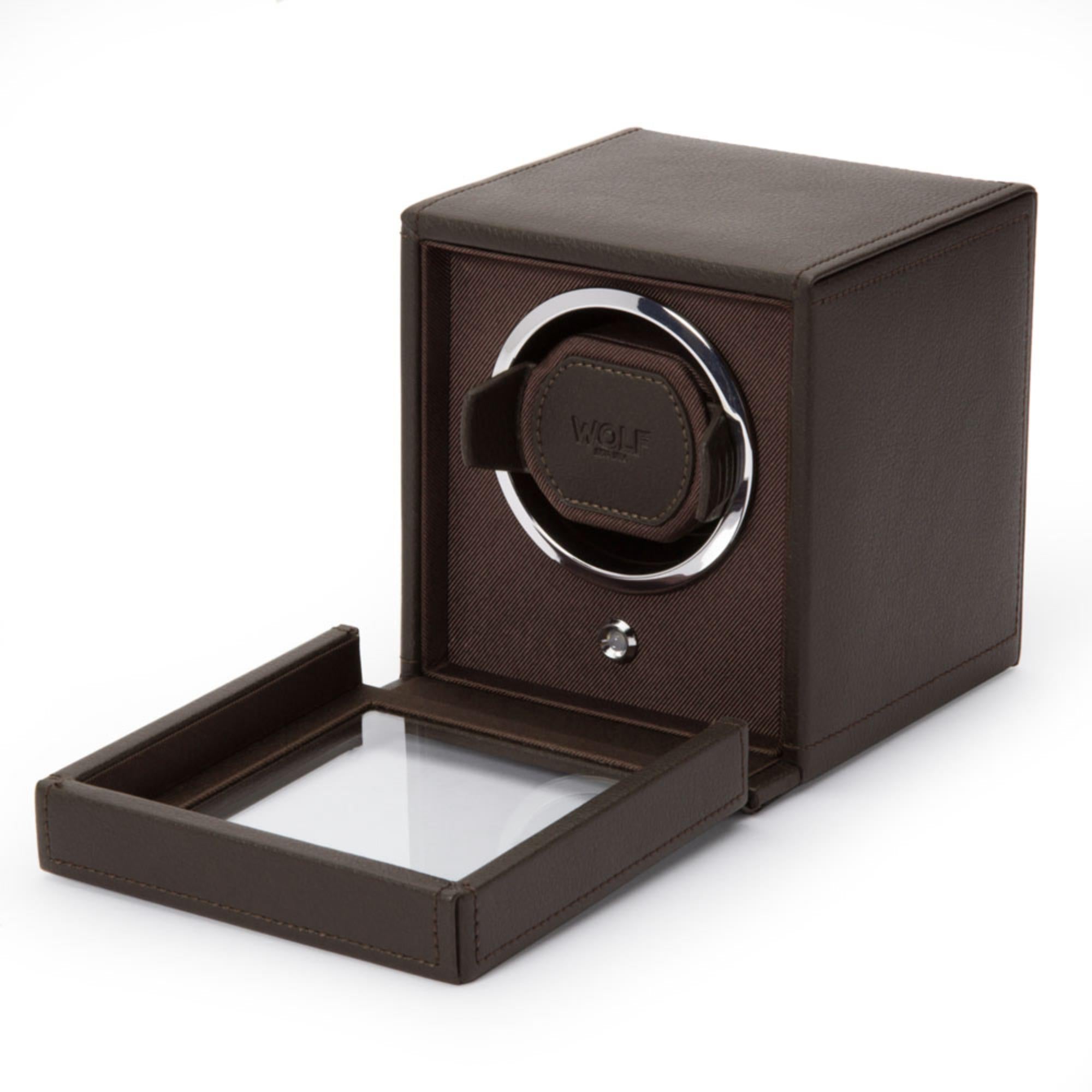 WOLF Cub Single Watch Winder Brown with Cover 461106