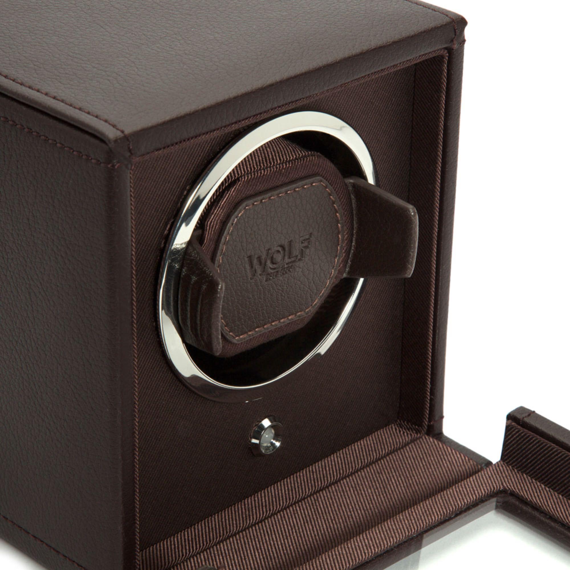 WOLF Cub Single Watch Winder Brown with Cover 461106