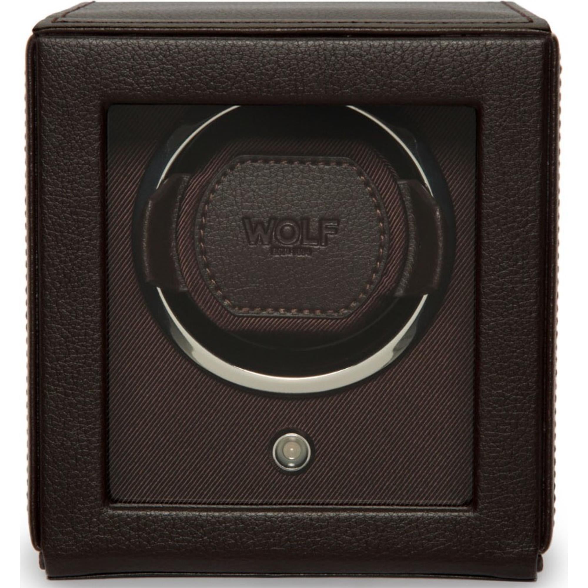 WOLF Cub Single Watch Winder Brown with Cover 461106
